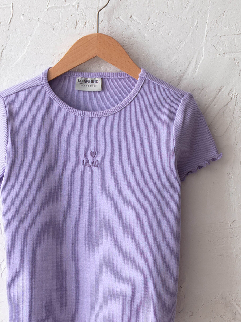 Crew Neck Embroidery Detailed Short Sleeve Cotton Girls T-Shirt-2