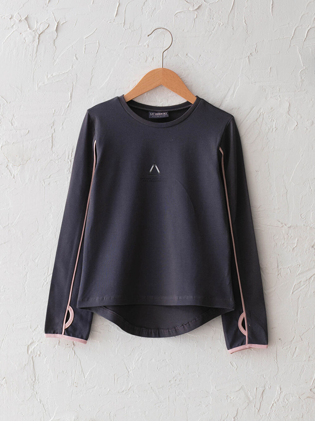 Футболка с круглым вырезом, базовая, с длинным рукавом, для девочек