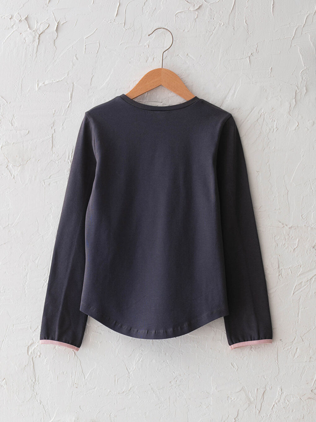 Футболка с круглым вырезом, базовая, с длинным рукавом, для девочек-1