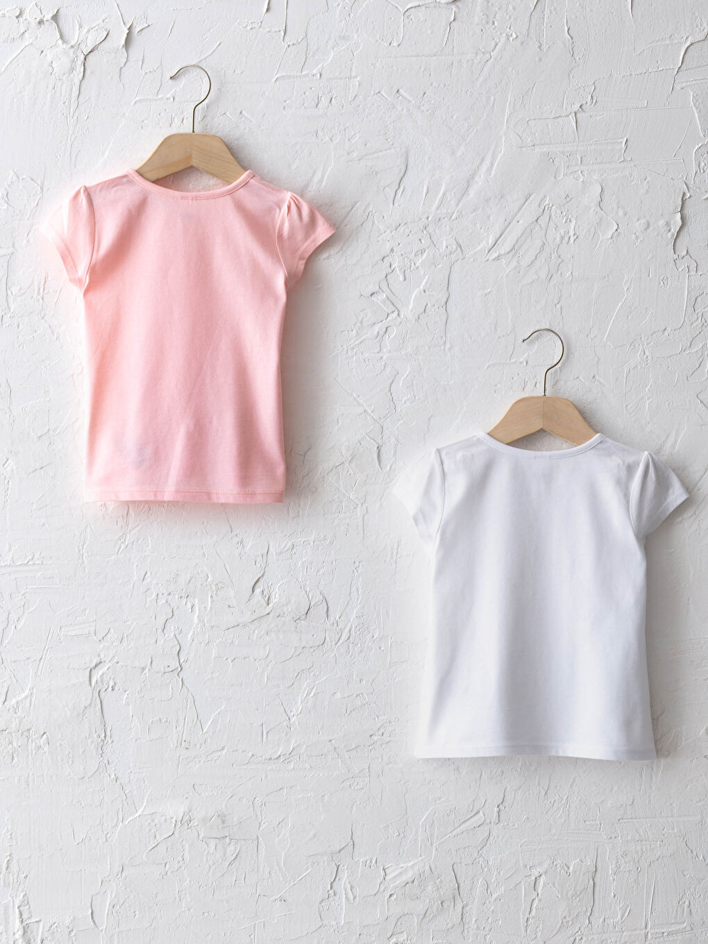 Basic Crew Neck Short Sleeve Cotton Baby Girl T-Shirt 2 Pieces-1