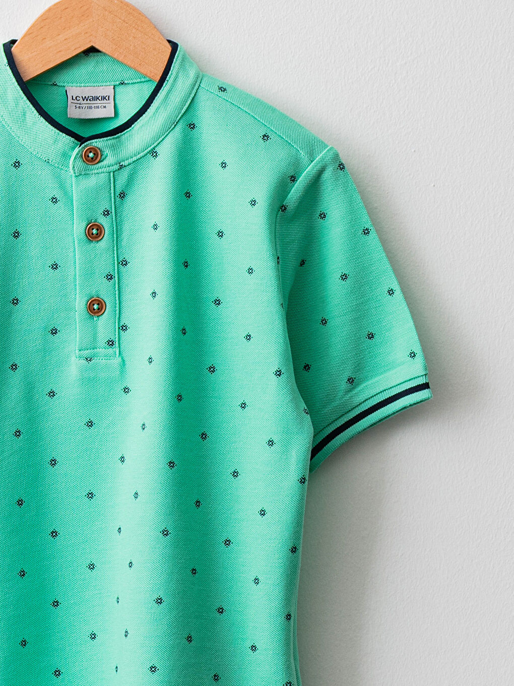 Футболка для мальчиков с принтом, короткий рукав, хлопок, воротник-стойка-2