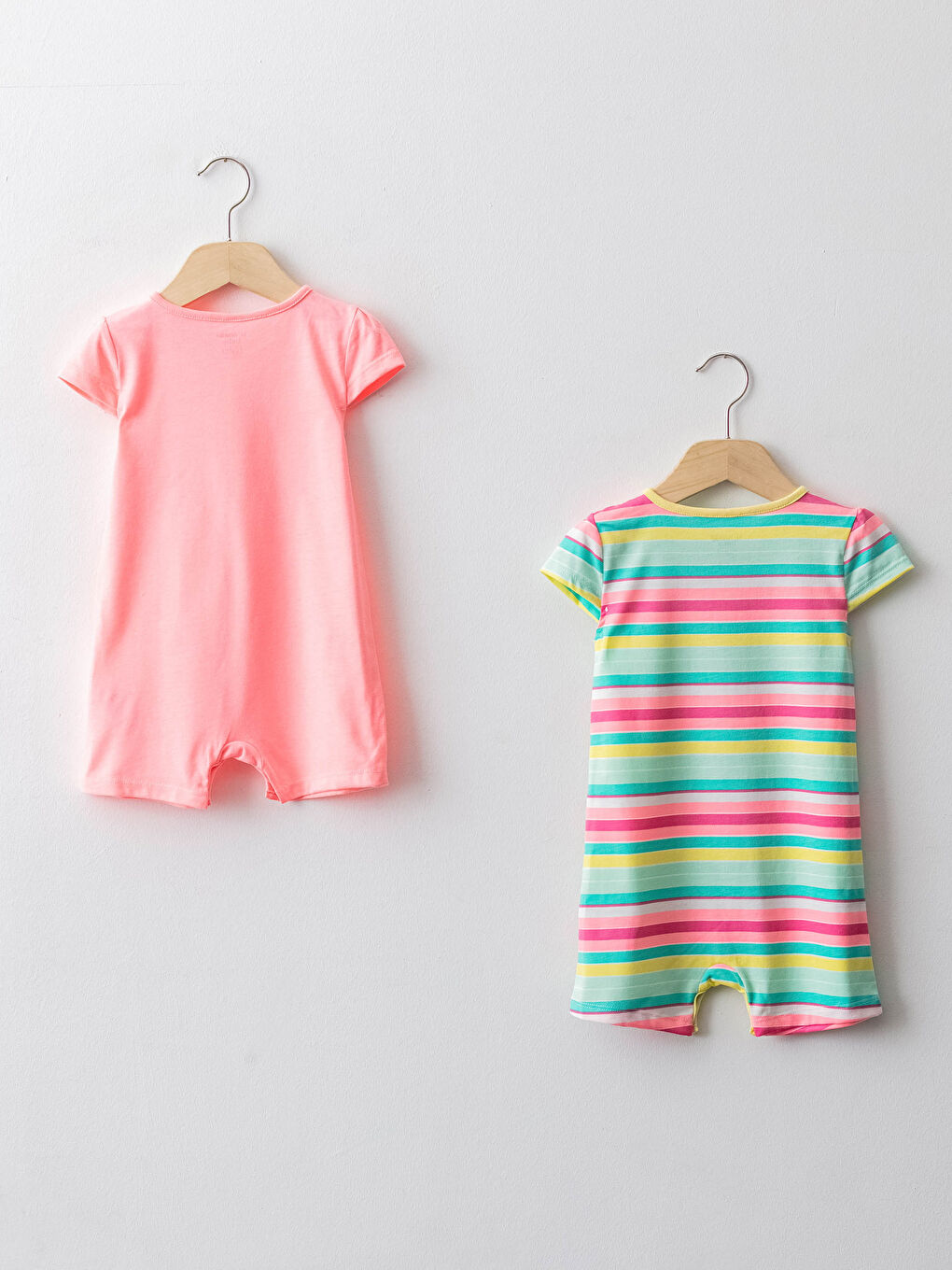 Crew Neck Short Sleeve Baby Girl Jumpsuit 2-Piece Set-1