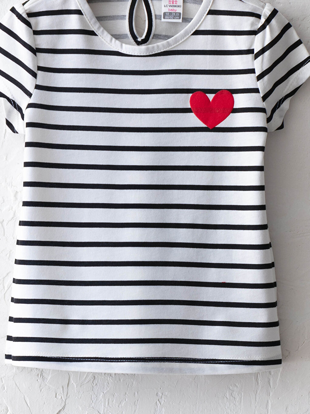 Kırmızı Bisiklet Yaka Kısa Kol Pamuklu Kız Bebek Tişört 2'li-2