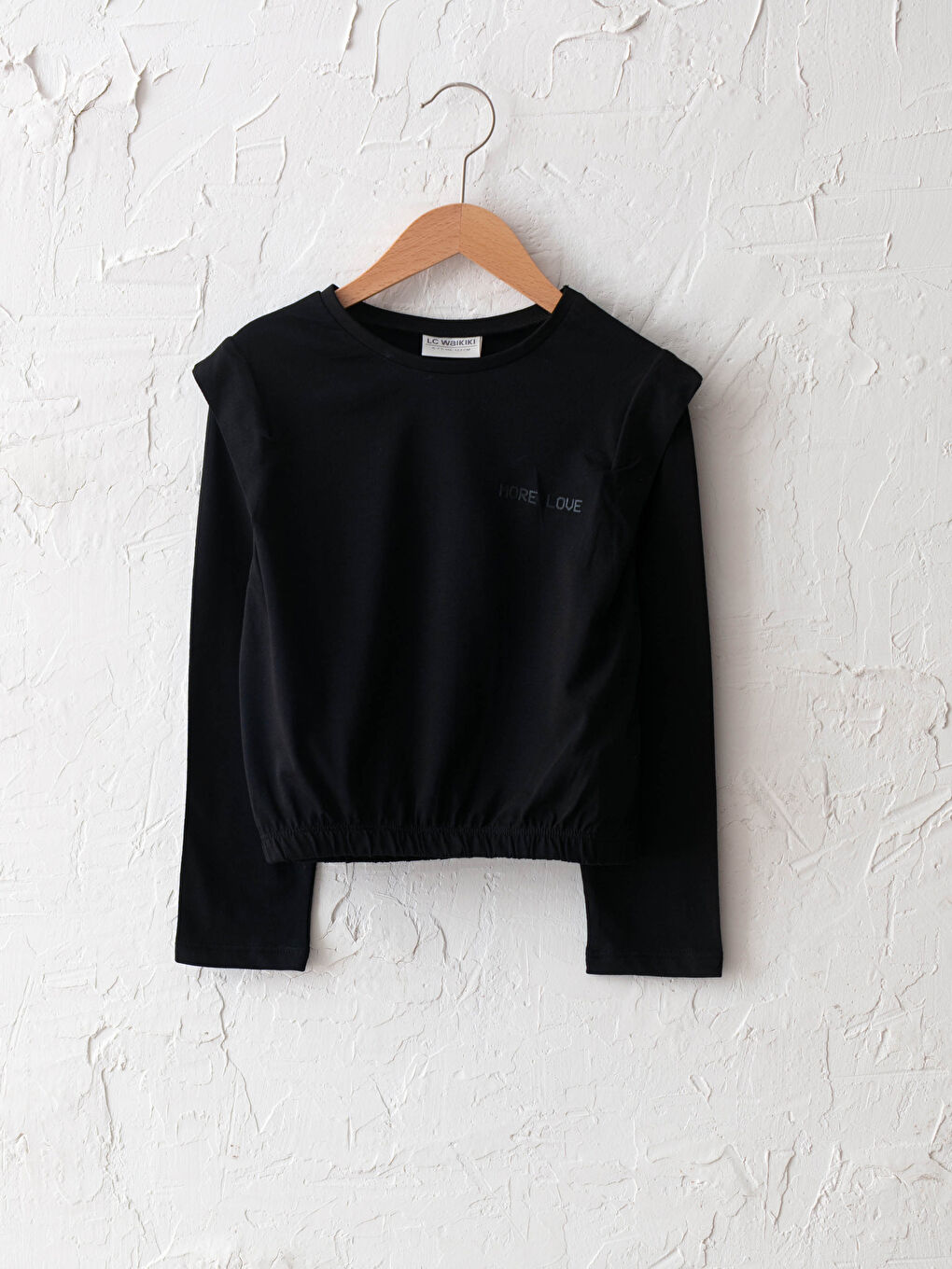 Siyah Bisiklet Yaka Basic Kısa Kollu Kız Çocuk Tişört