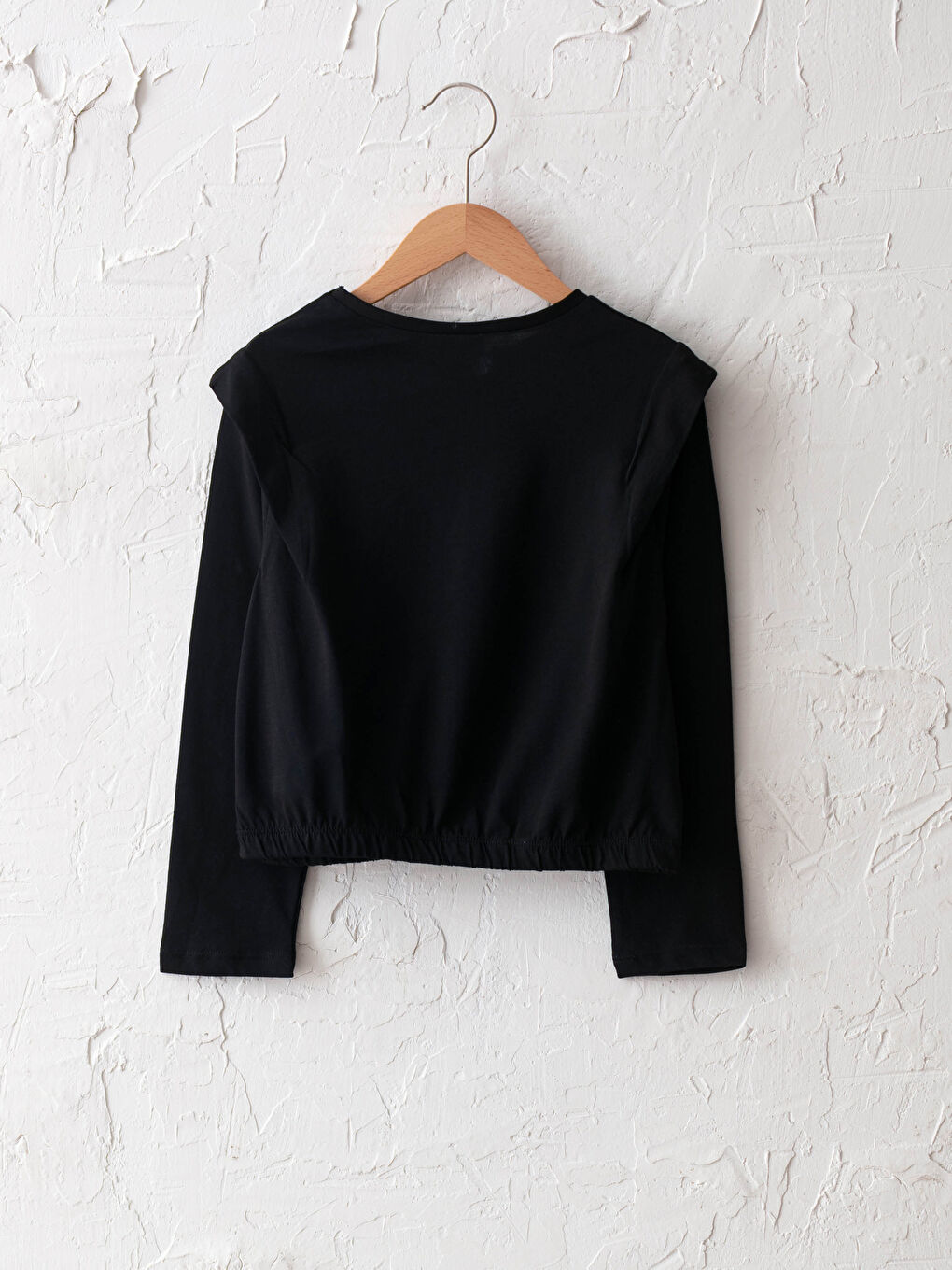 Siyah Bisiklet Yaka Basic Kısa Kollu Kız Çocuk Tişört-1