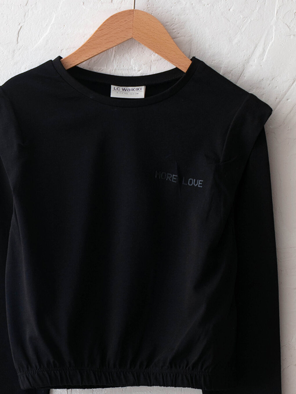 Siyah Bisiklet Yaka Basic Kısa Kollu Kız Çocuk Tişört-2