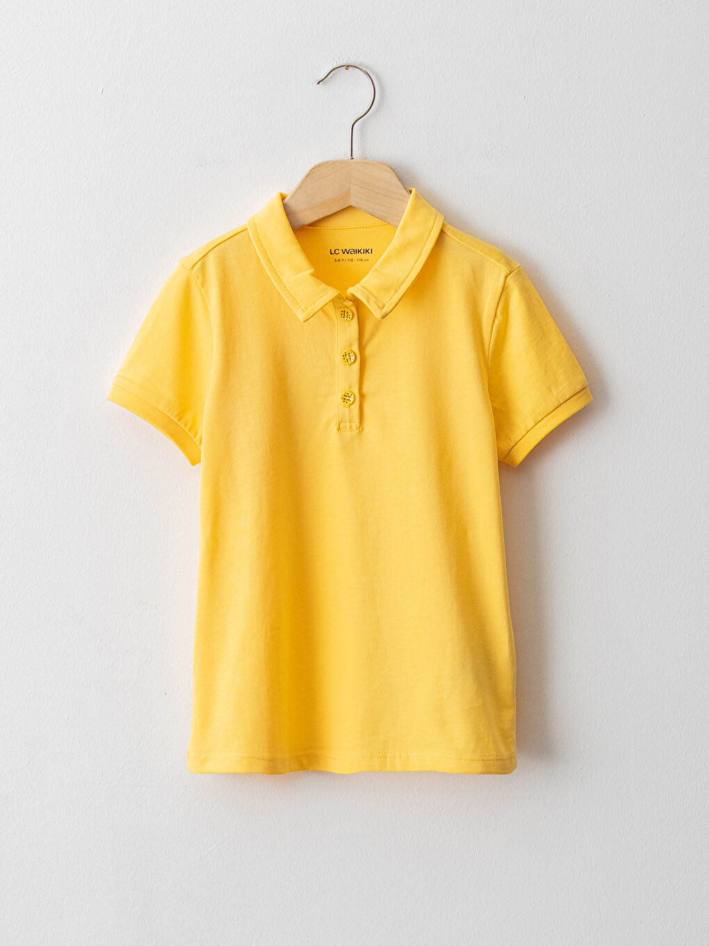Polo Neck Basic Short Sleeve Girls' T-Shirt