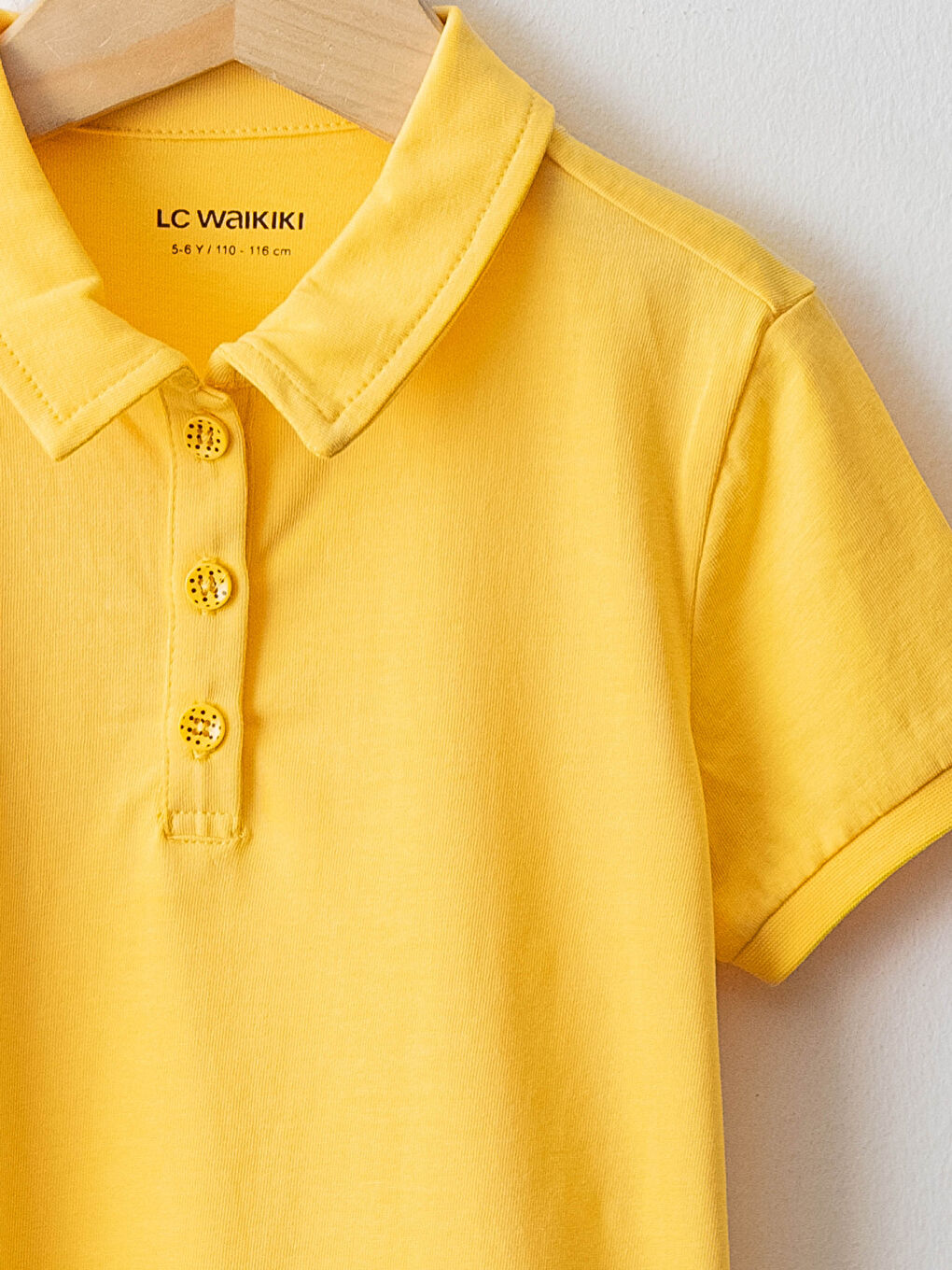 Polo Neck Basic Short Sleeve Girls' T-Shirt-2