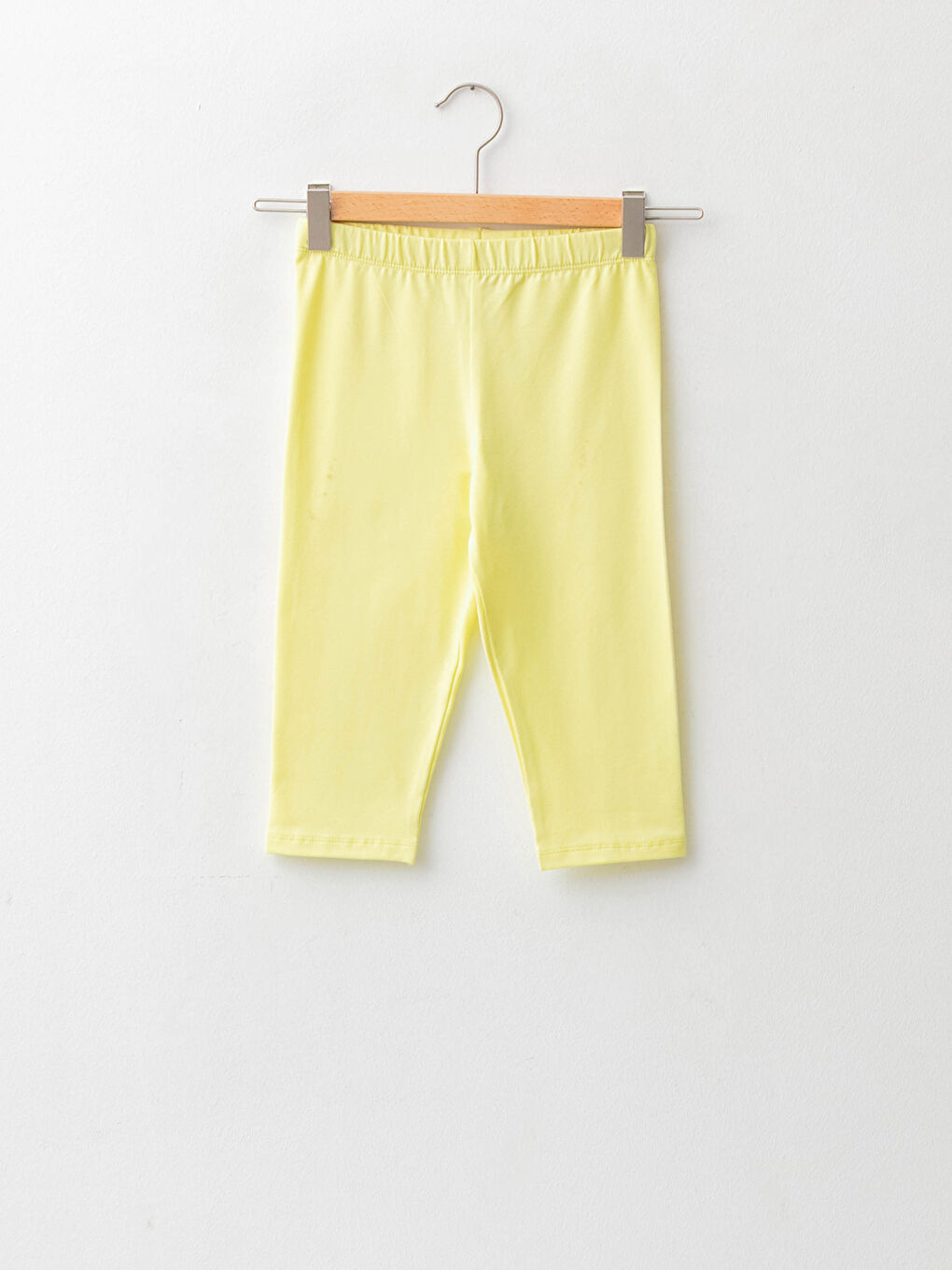 Sarı Basic Pamuklu Kız Çocuk Diz Altı Tayt