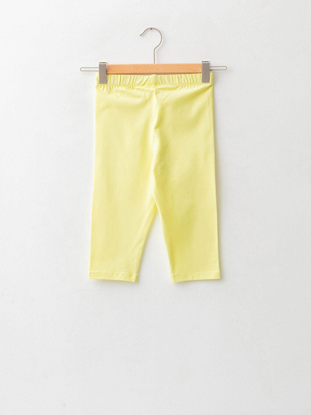 Sarı Basic Pamuklu Kız Çocuk Diz Altı Tayt-1