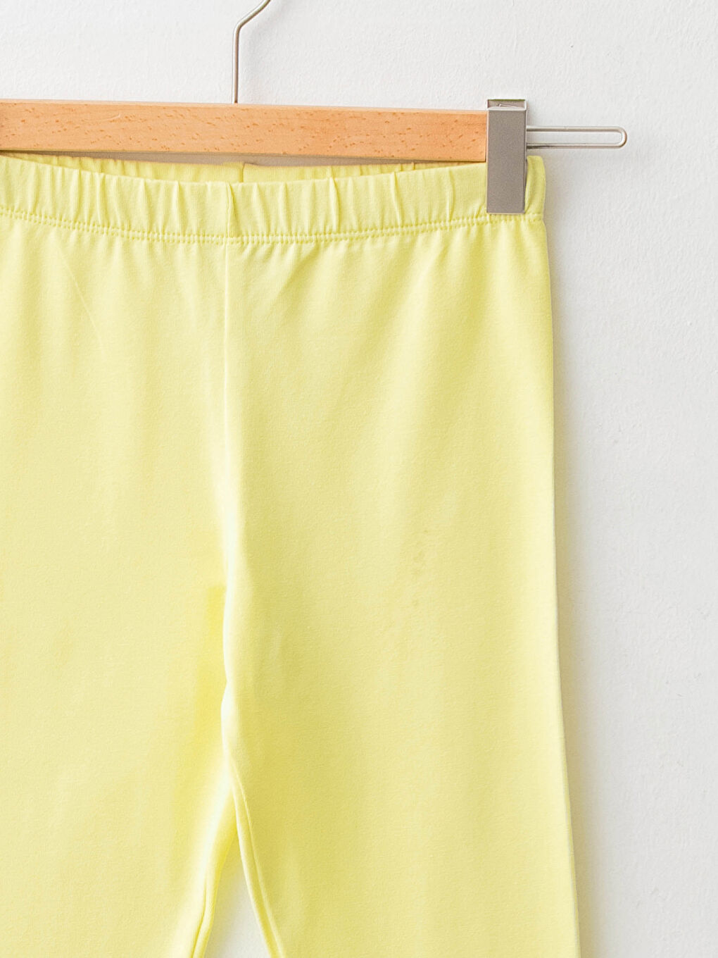 Sarı Basic Pamuklu Kız Çocuk Diz Altı Tayt-2