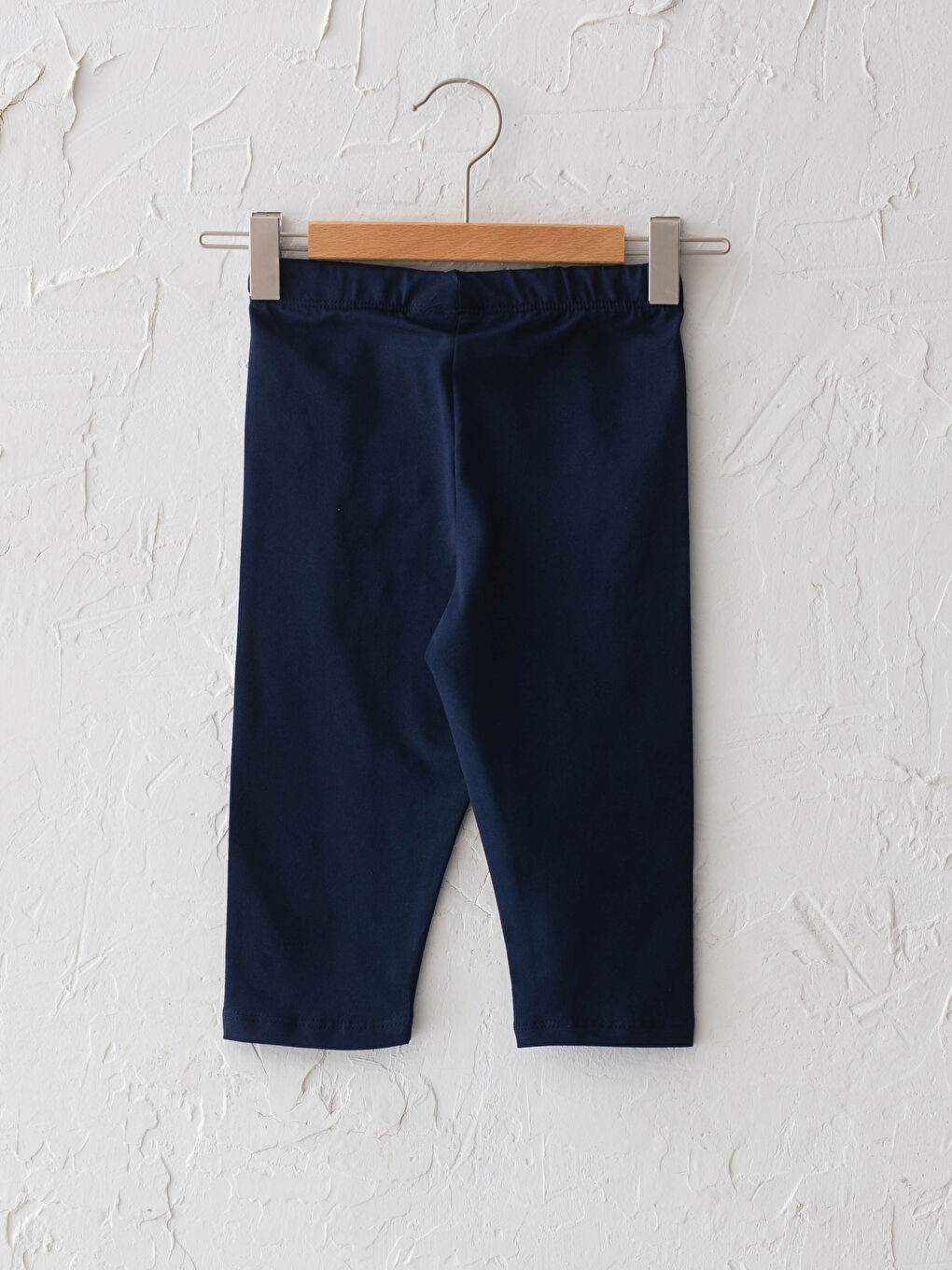 Lacivert Basic Pamuklu Kız Çocuk Diz Altı Tayt-1