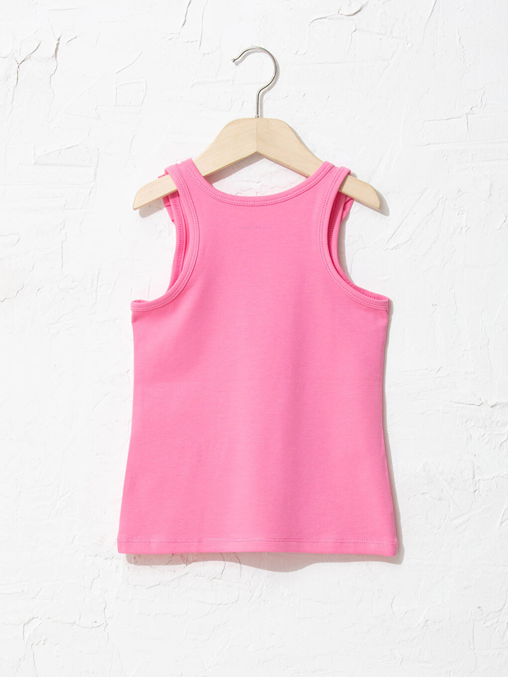 LCW Kids Pembe Bisiklet Yaka Basic Fırfır Detaylı Kız Çocuk Atlet - 1