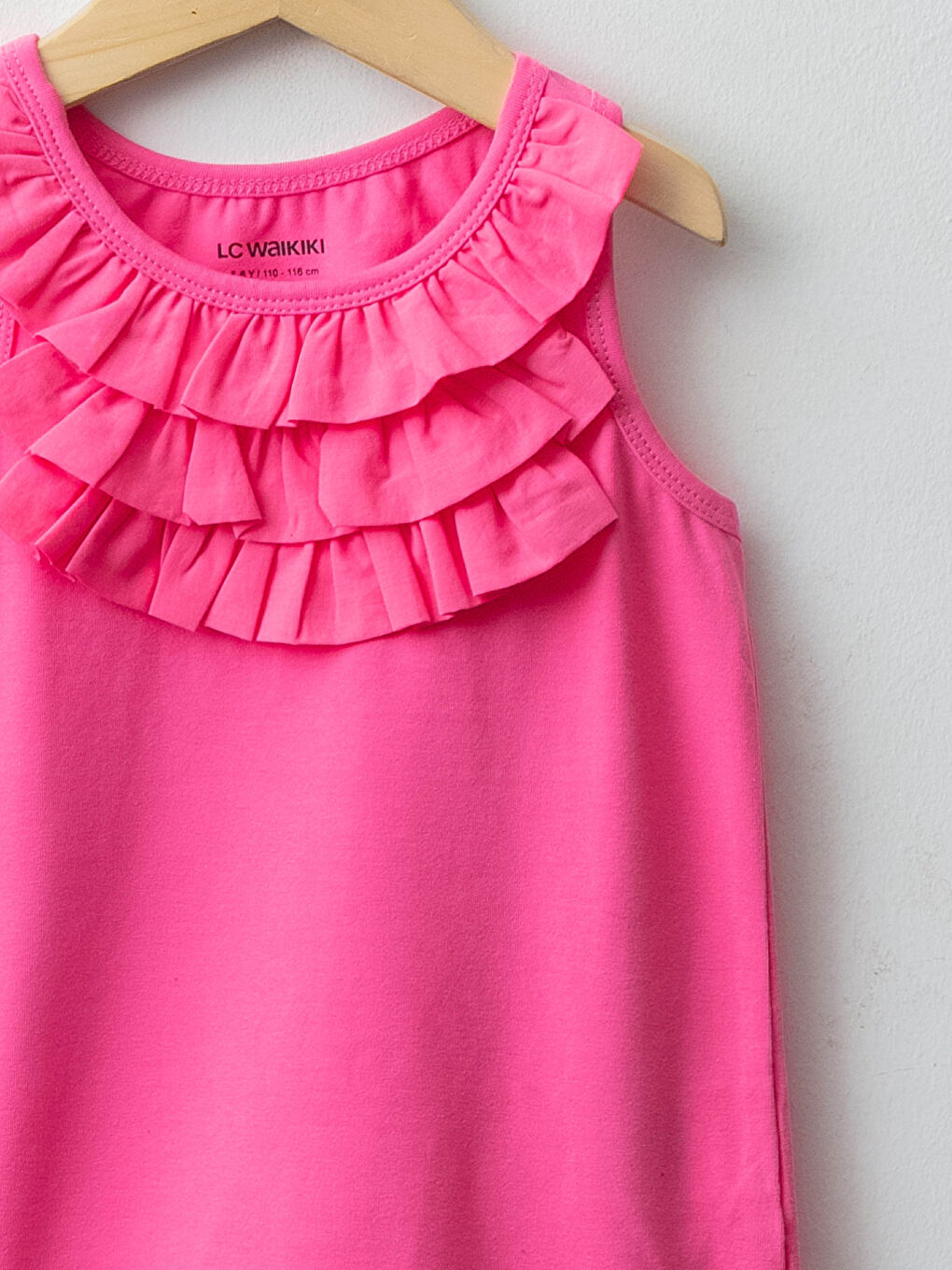 Crew Neck Basic Ruffle Detail Girl Athlete-2