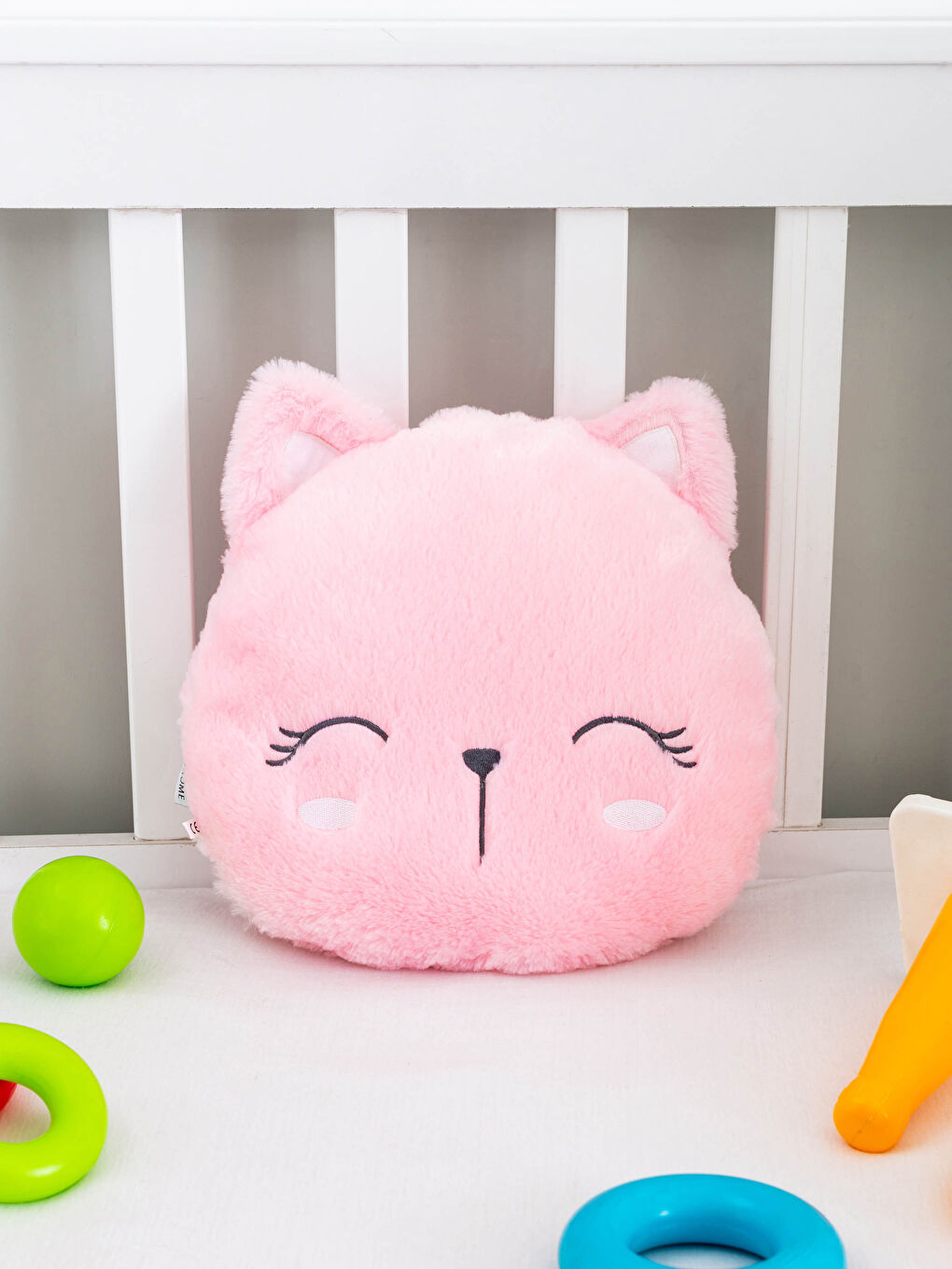 Pembe Bebek Pelüş Dolgulu Kedi Kırlent