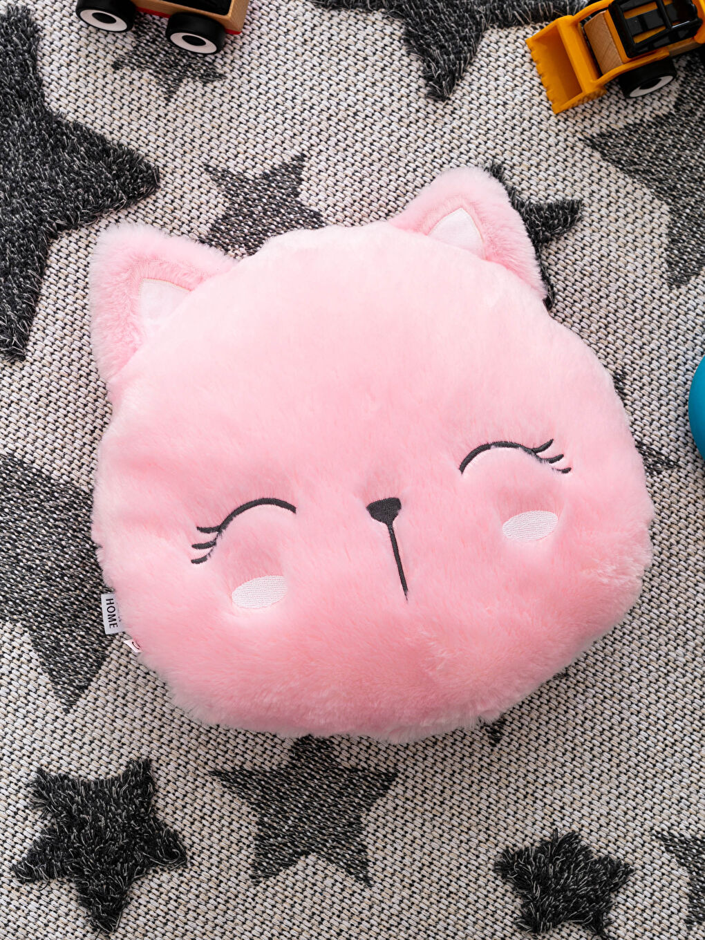 Pembe Bebek Pelüş Dolgulu Kedi Kırlent-3