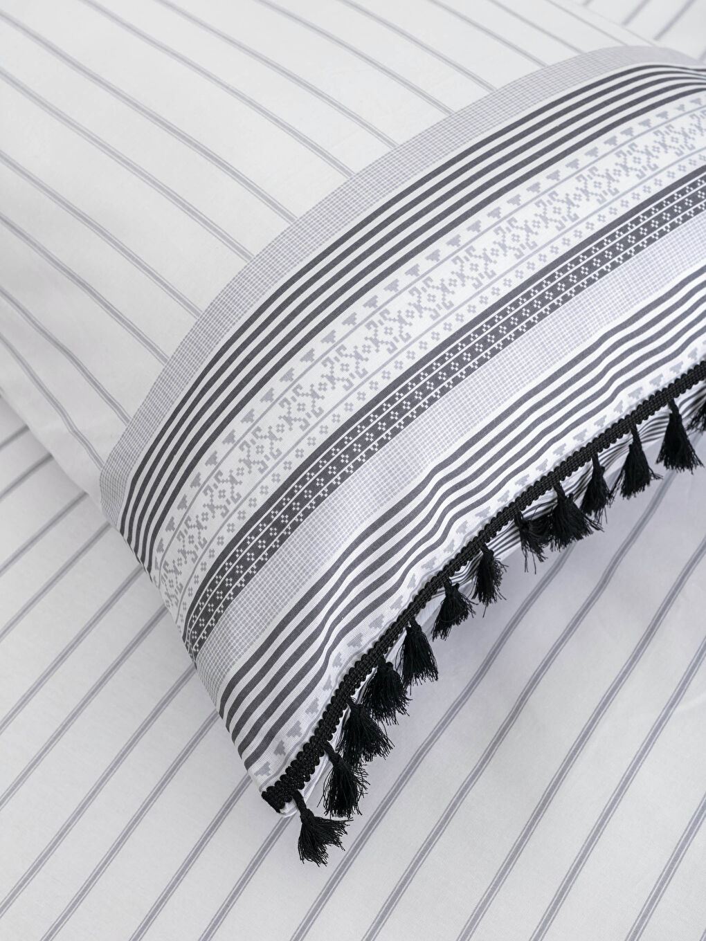 غطاء لحاف مزدوج مخطط وجهين وكيس مخدة-6