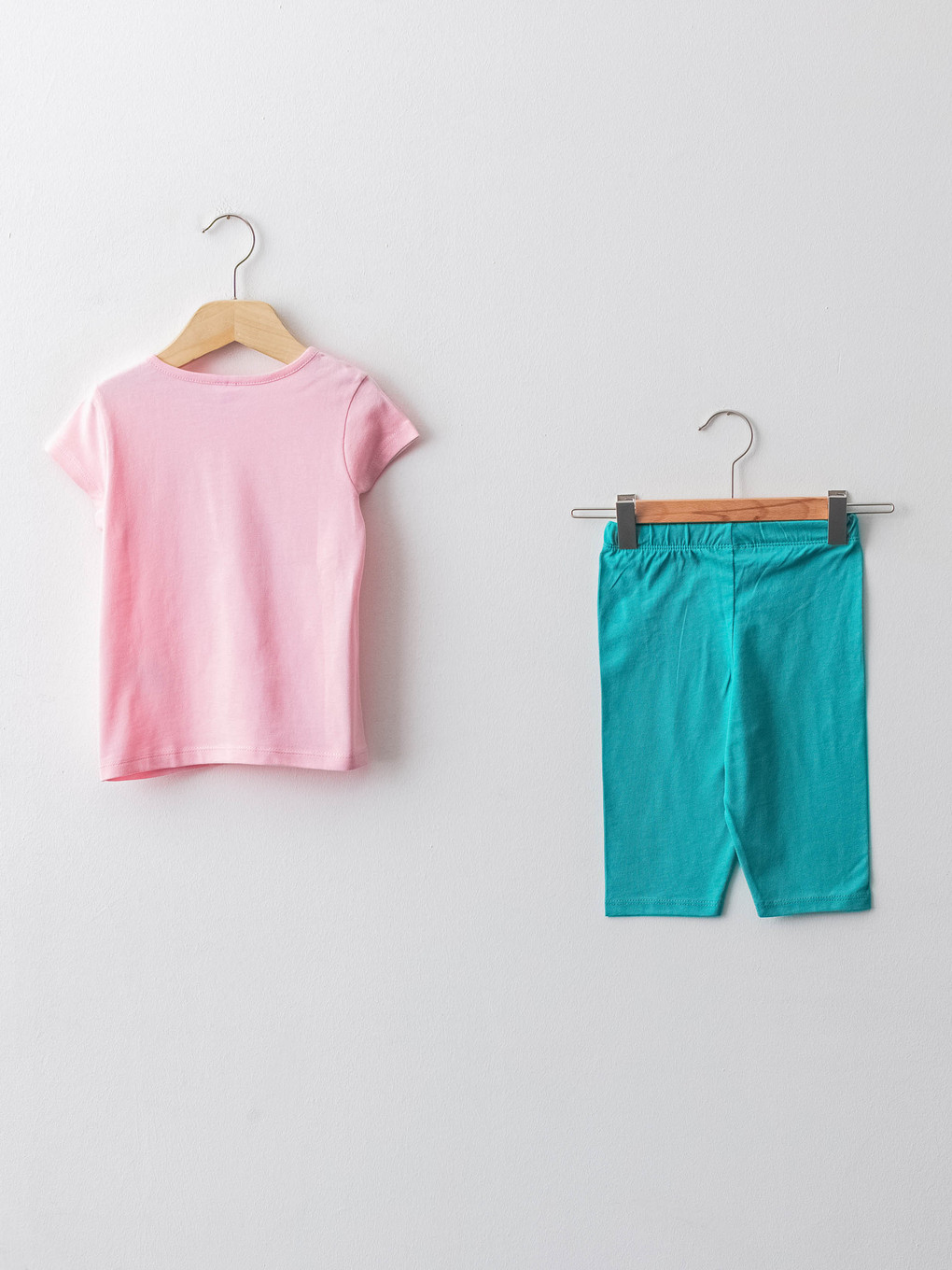 Pembe Bisiklet Yaka Kısa Kol Baskılı Kız Bebek Pijama Takımı-1