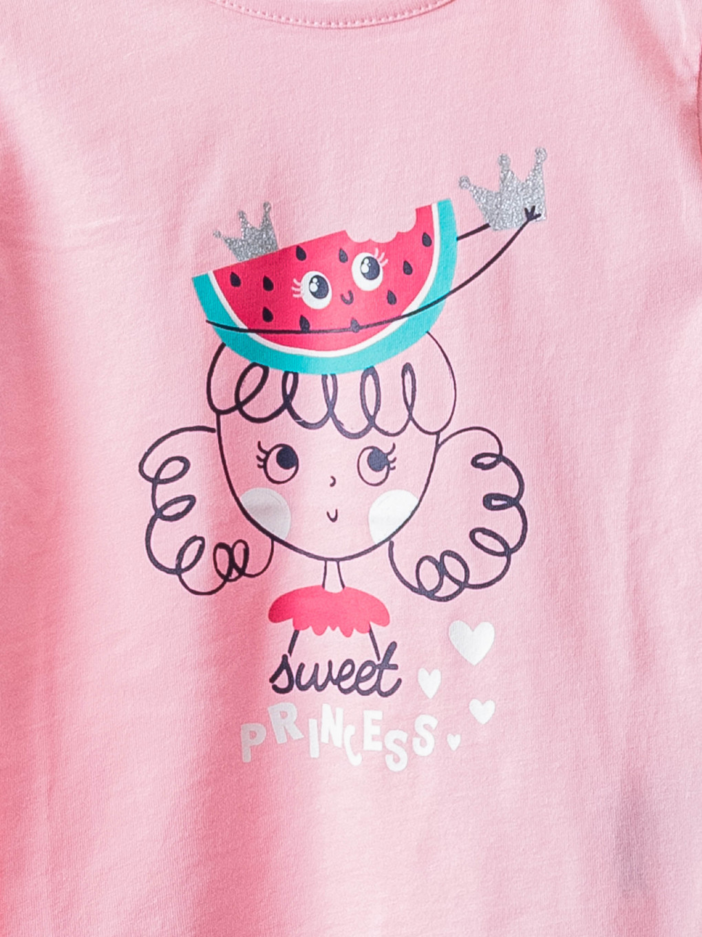 Pembe Bisiklet Yaka Kısa Kol Baskılı Kız Bebek Pijama Takımı-2