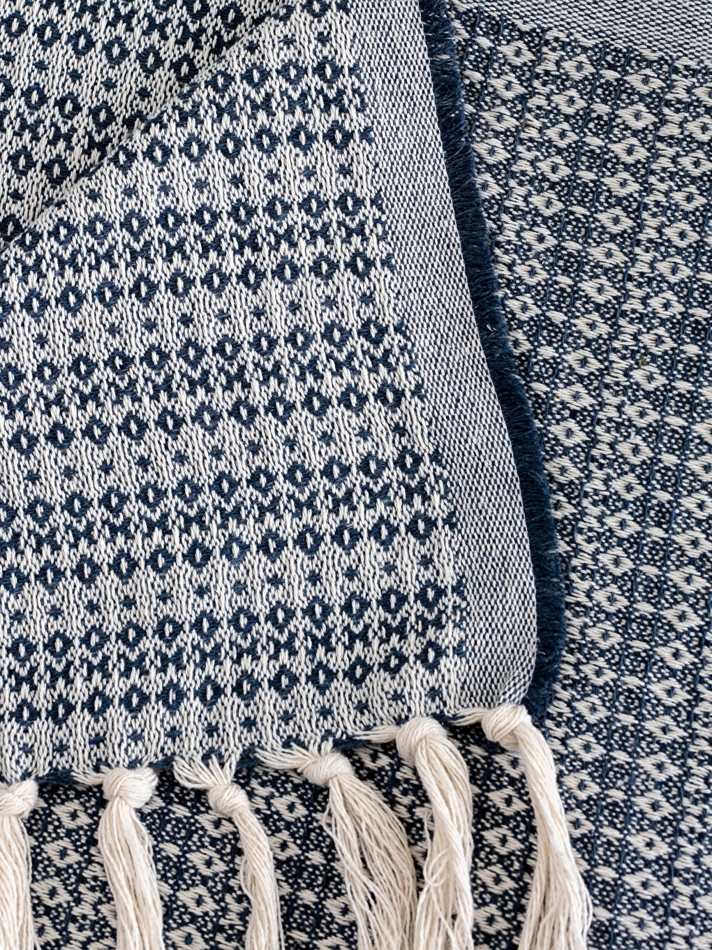 İndigo Çift Kişilik Kendinden Desenli Yatak Örtüsü 200x230 cm-2