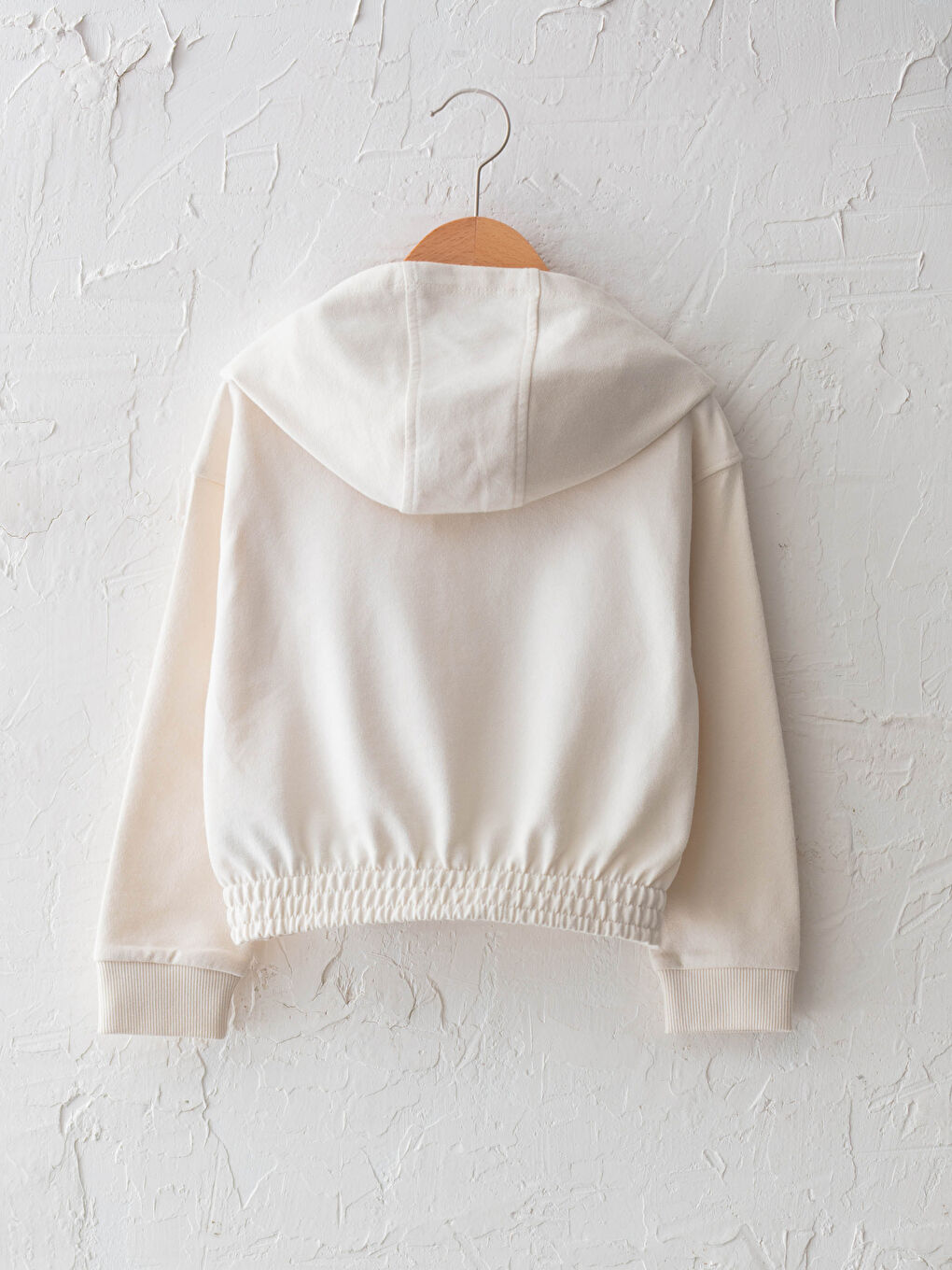 Ekru Kapüşonlu Baskılı Uzun Kollu Kız Çocuk Sweatshirt-1