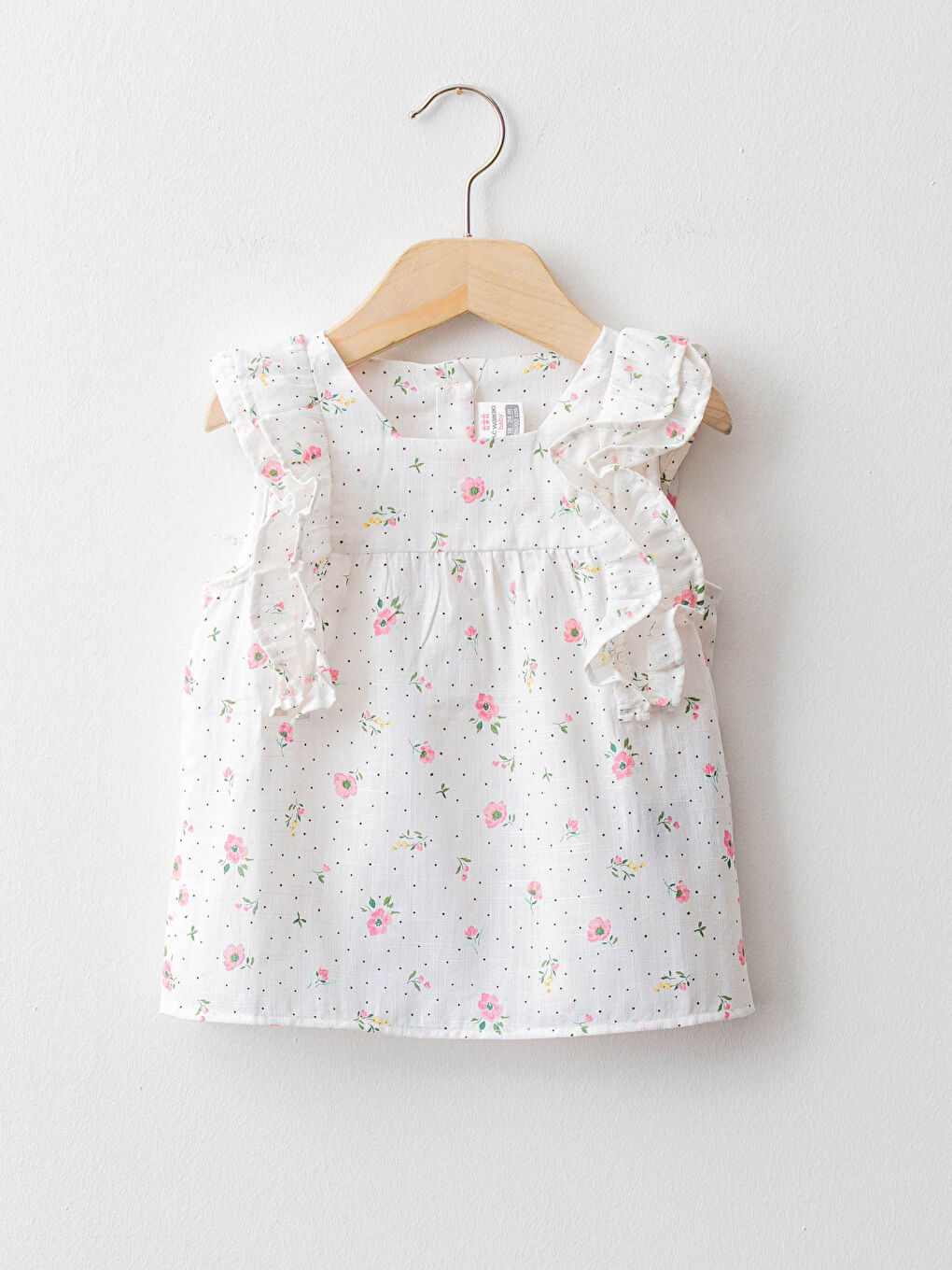 Square Neck Printed Poplin Baby Girl Blouse