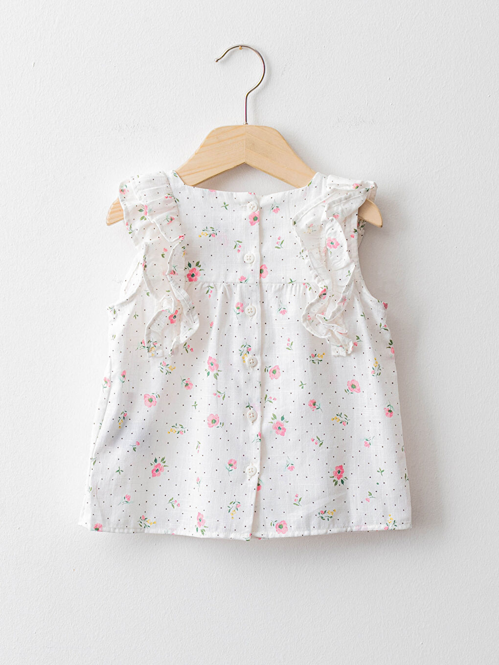 Square Neck Printed Poplin Baby Girl Blouse-1