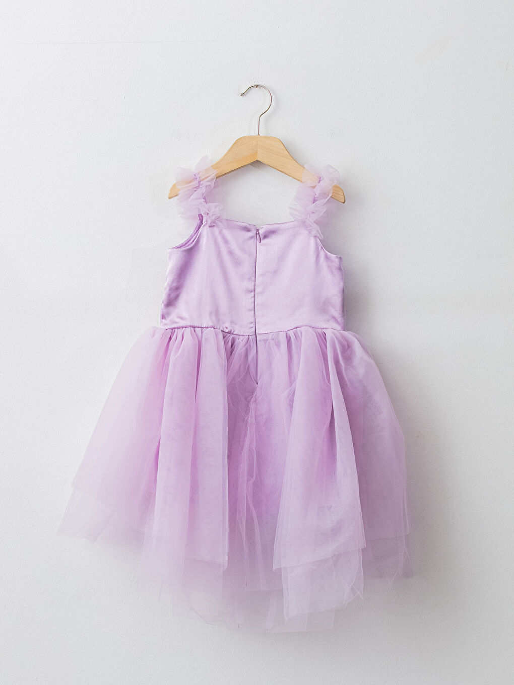 فستان توتو للبنات بحمالات مطرزة وياقة مربعة-1