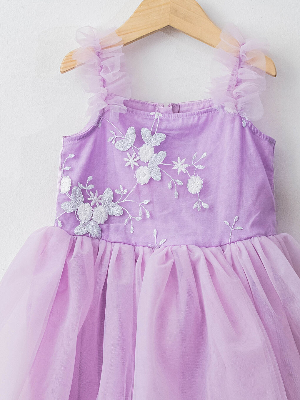 فستان توتو للبنات بحمالات مطرزة وياقة مربعة-2