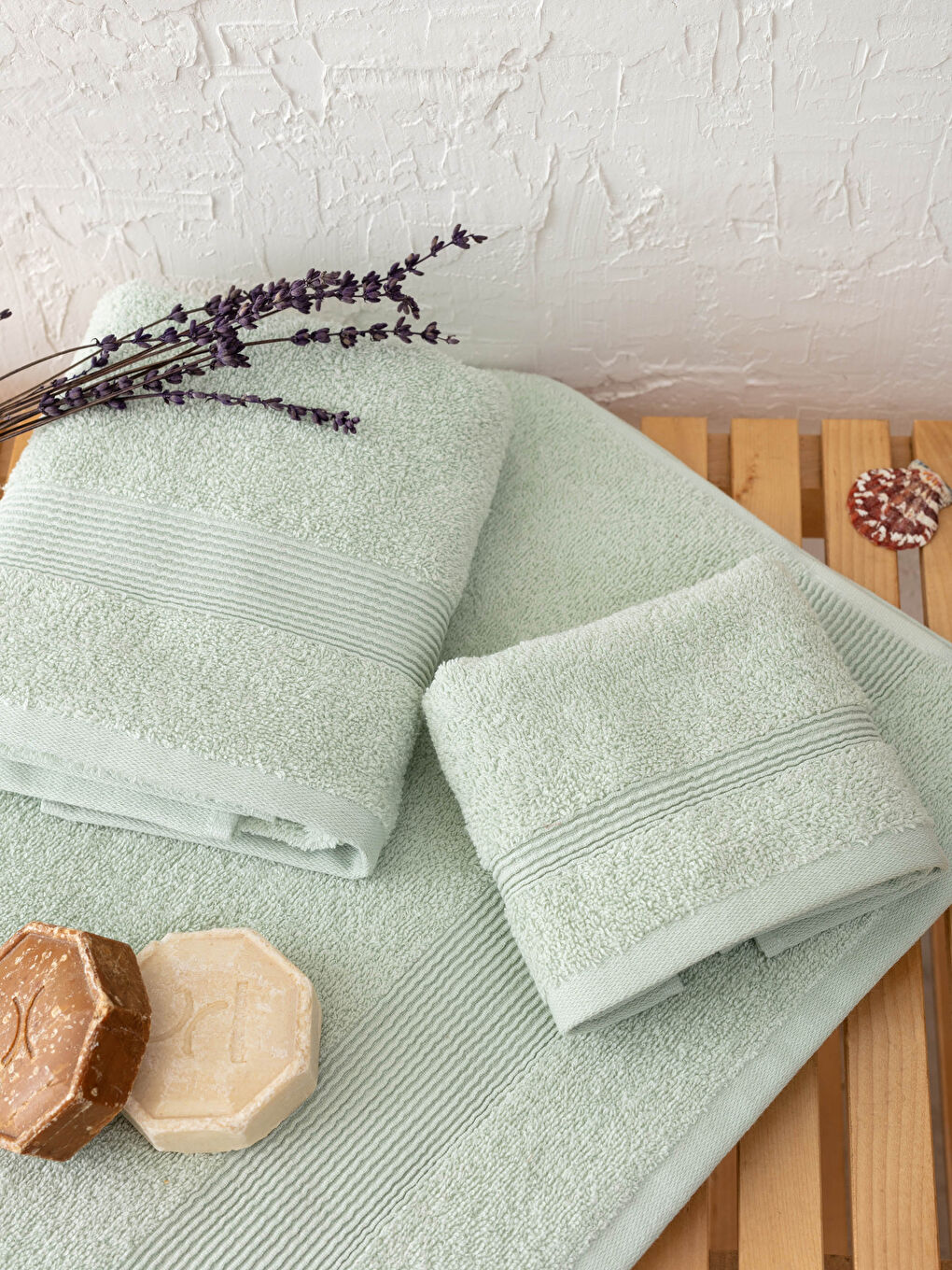 Yeşil Desenli  Banyo Havlusu 3'lü