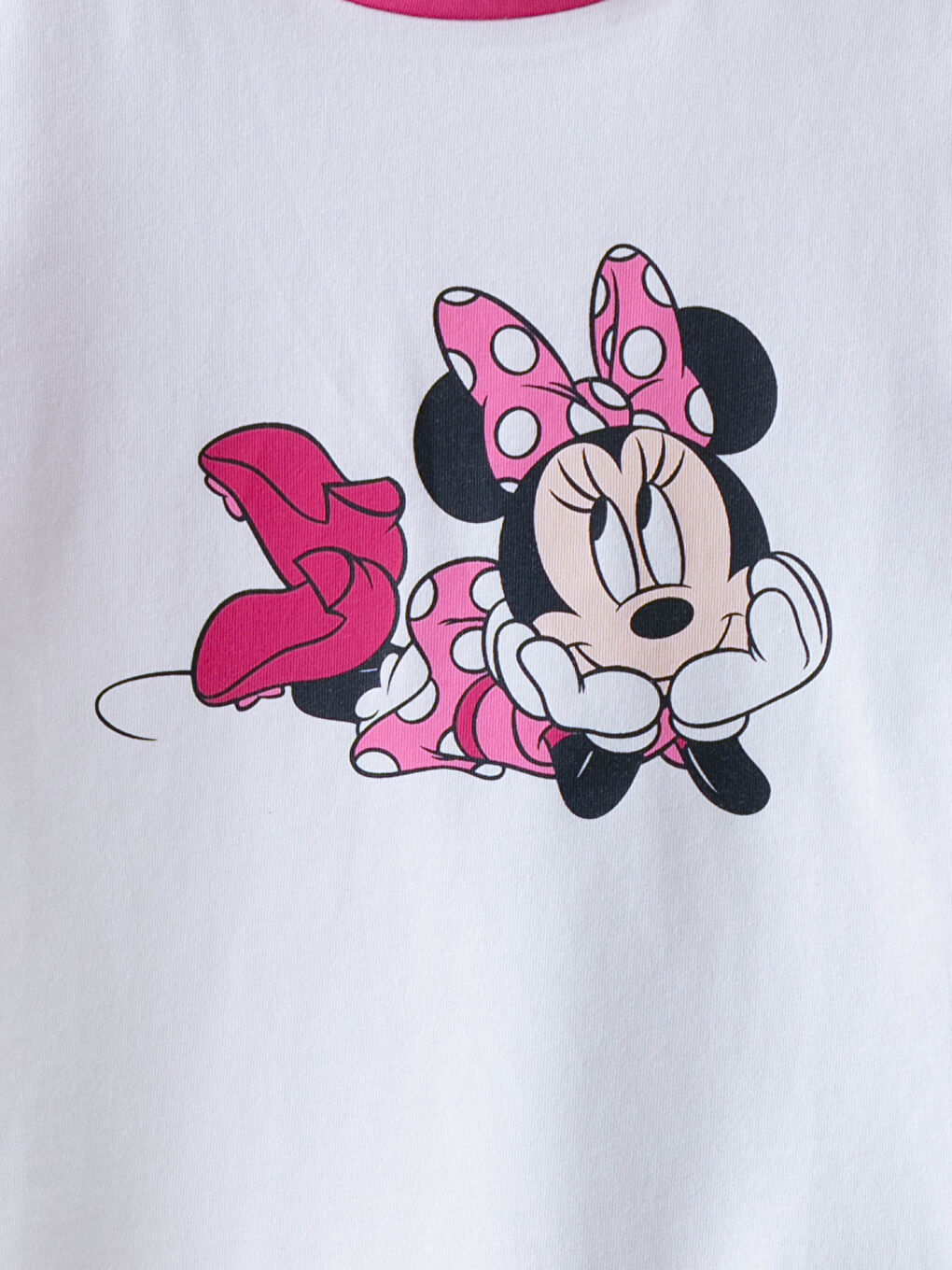 Crew Neck Minnie Mouse Printed Short Sleeve Girls' T-Shirt-2