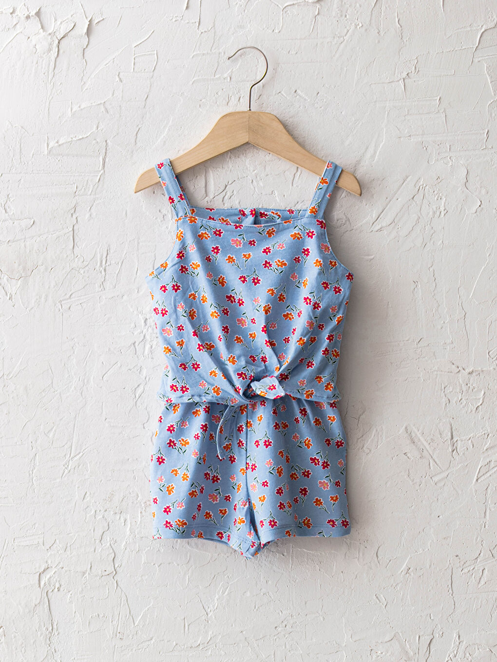 Square Neck Strappy Printed Baby Girl Bib and Brace