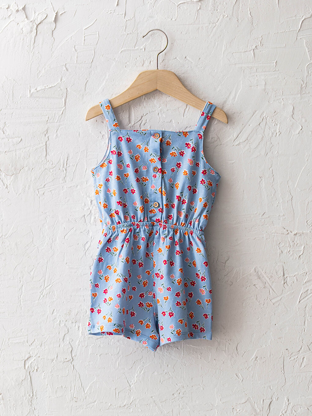 Square Neck Strappy Printed Baby Girl Bib and Brace-1