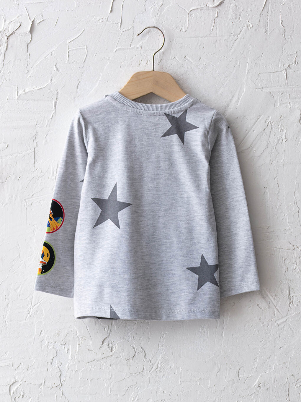 LCW baby Crew Neck Long Sleeve Nasa Printed Baby Boy T-Shirt -S1DM38Z1-LRW