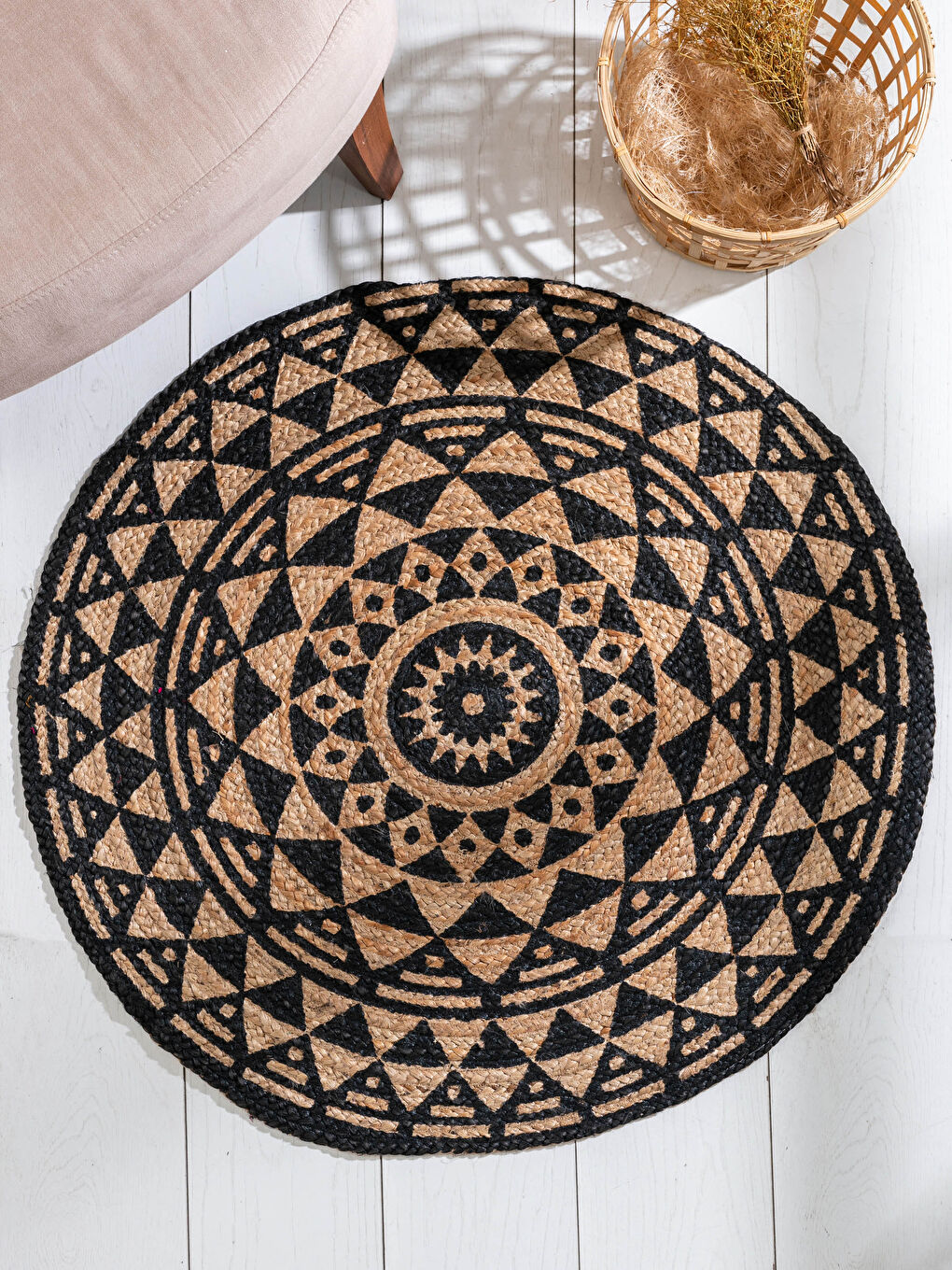 LCW HOME Figured Round Jute Carpet 90x90 Cm -S1DQ21Z8-LQJ