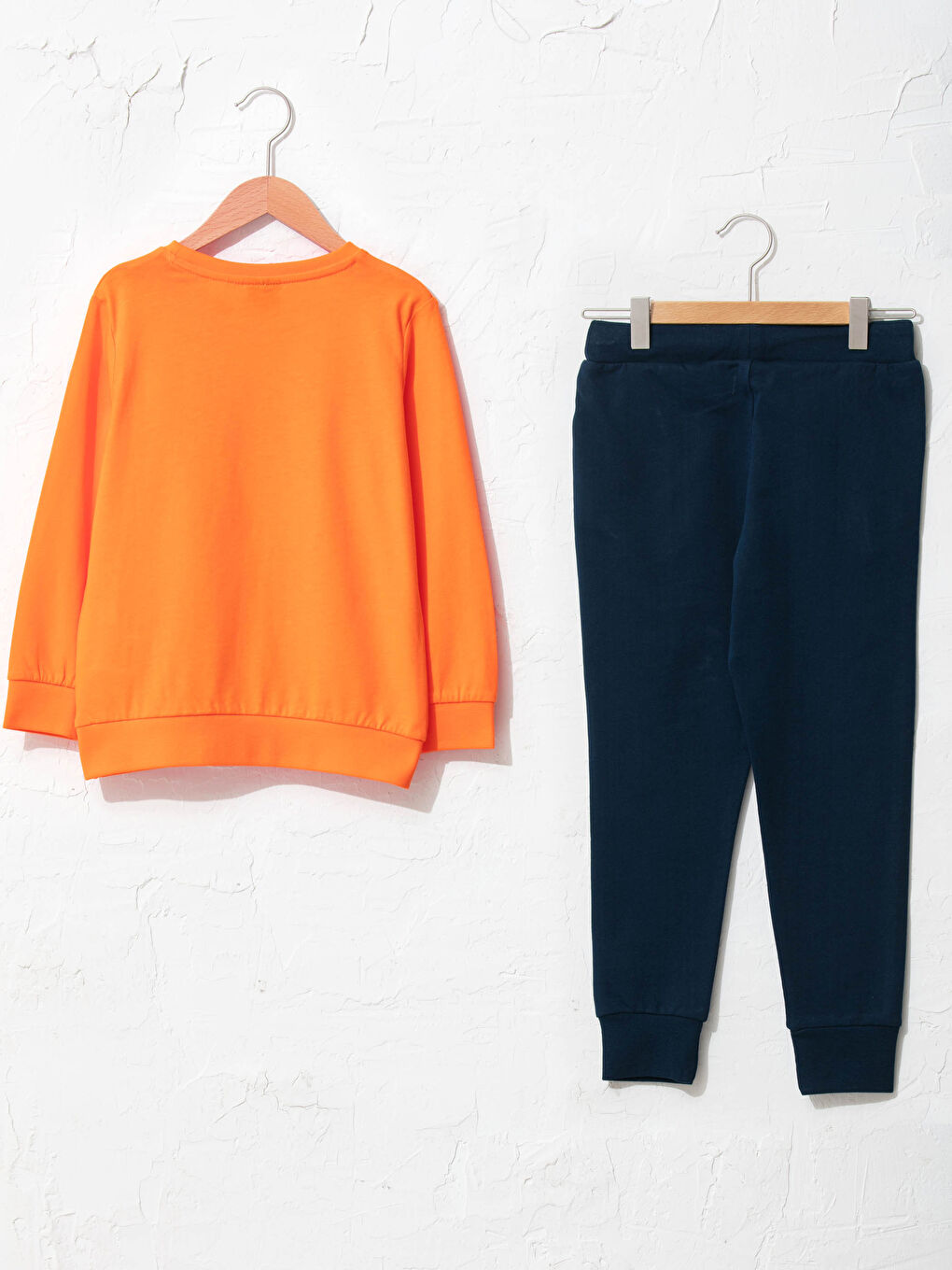 Turuncu Bisiklet Yaka Kral Şakir Baskılı Uzun Kollu Erkek Çocuk Sweatshirt ve Eşofman Altı-1