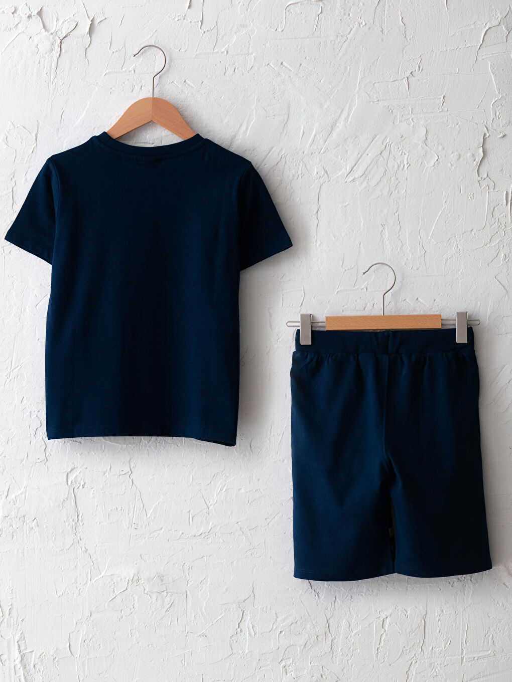 Lacivert Bisiklet Yaka Kral Şakir Baskılı Kısa Kollu Erkek Çocuk Tişört ve Şort-1