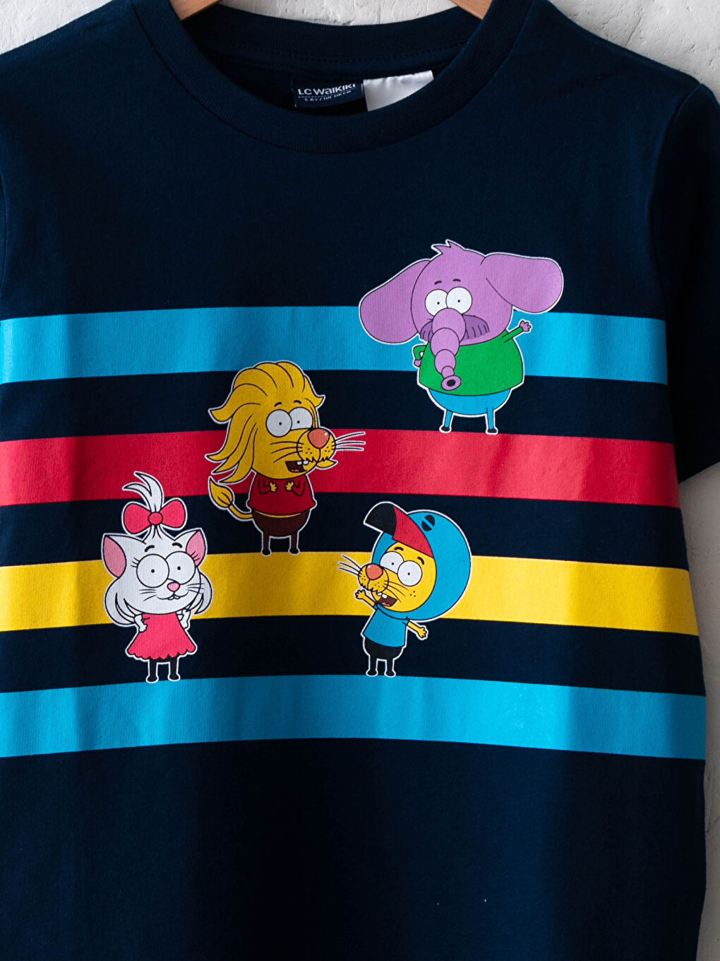 Lacivert Bisiklet Yaka Kral Şakir Baskılı Kısa Kollu Erkek Çocuk Tişört ve Şort-2