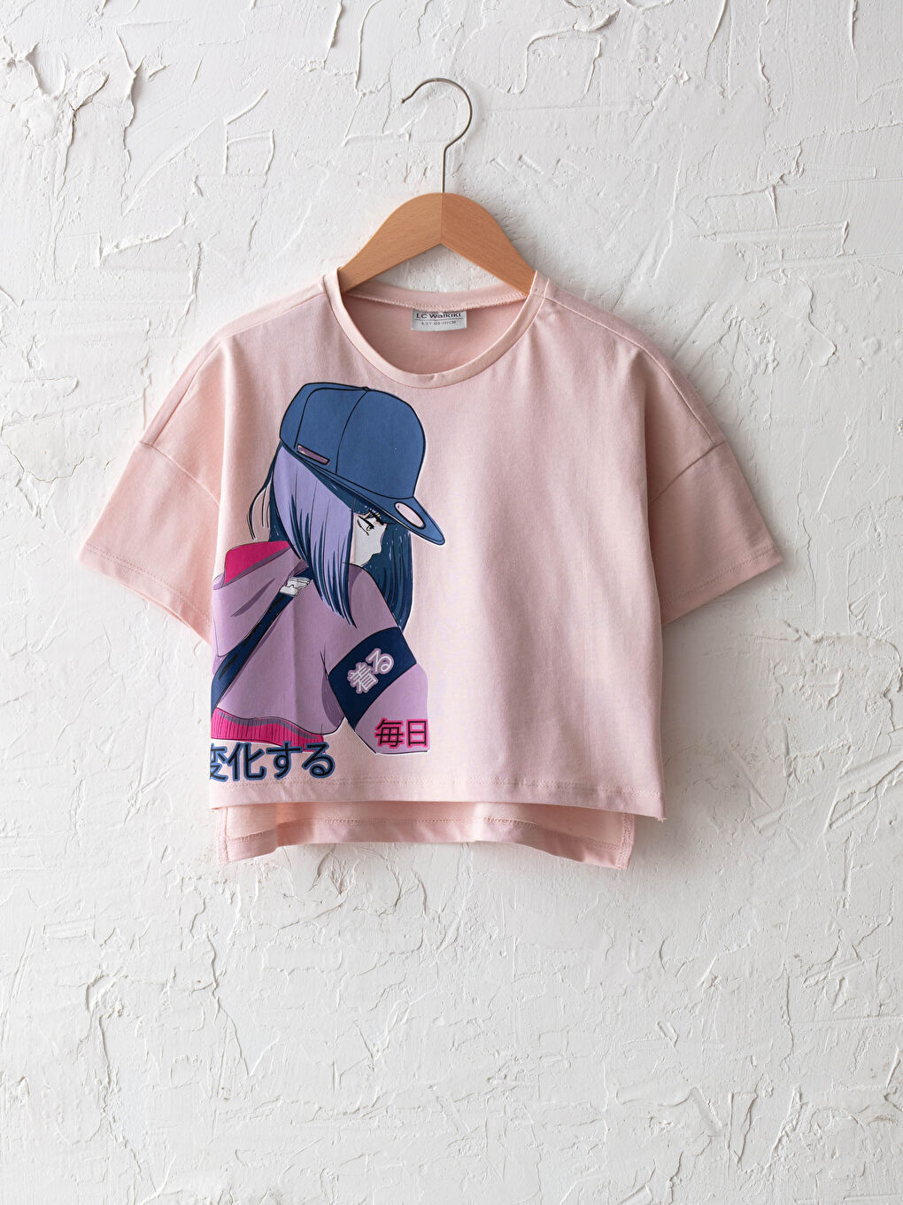Crew Neck Printed Short Sleeve Girls' T-Shirt