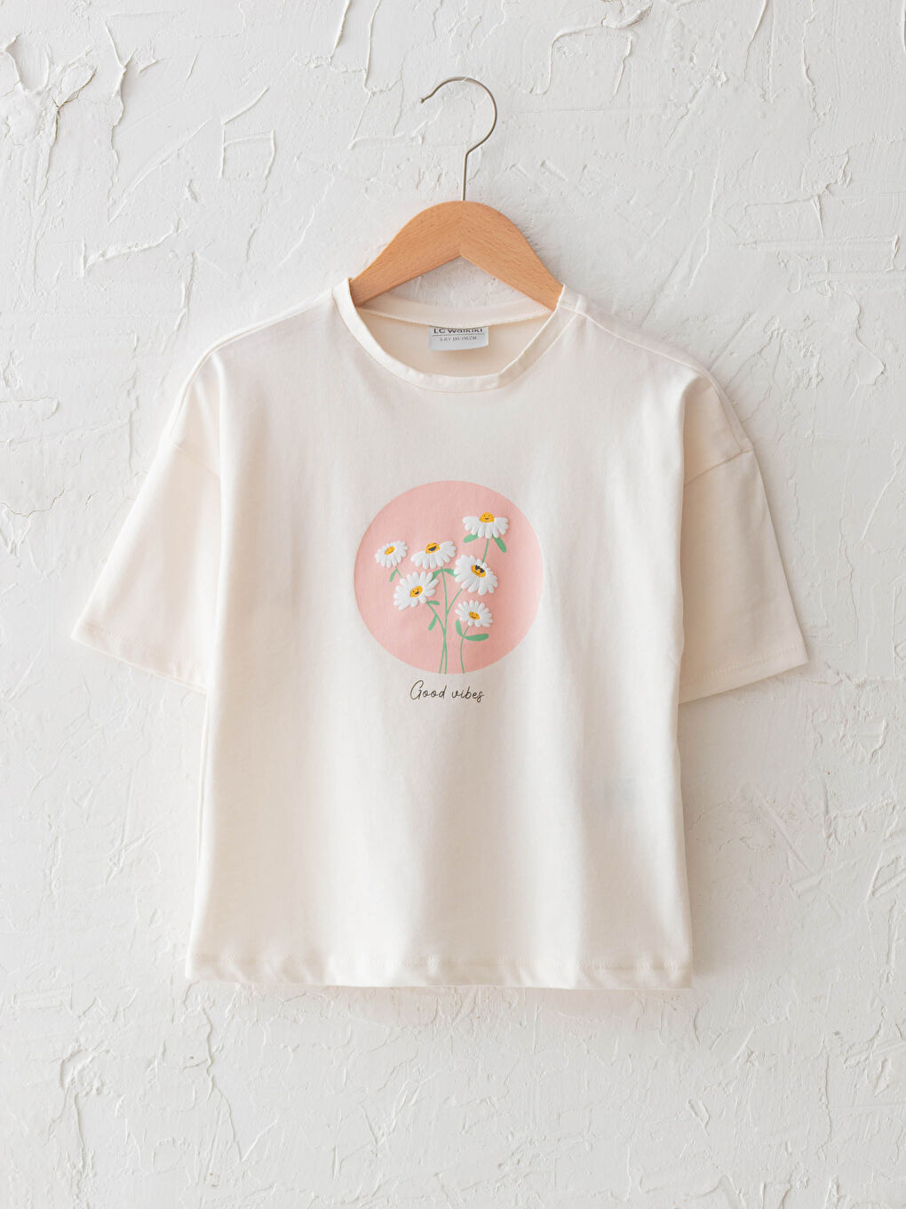 Crew Neck Printed Short Sleeve Girls' T-Shirt