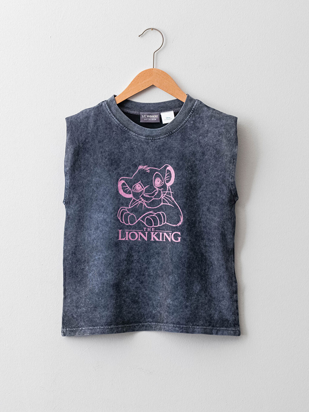 Mavi Bisiklet Yaka Aslan Kral Baskılı Pamuklu Kız Çocuk Atlet