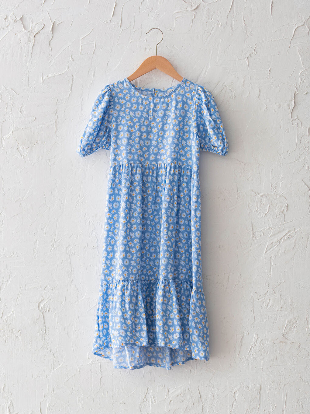 Crew Neck Pattern Short Sleeve Viscose Girl Dress