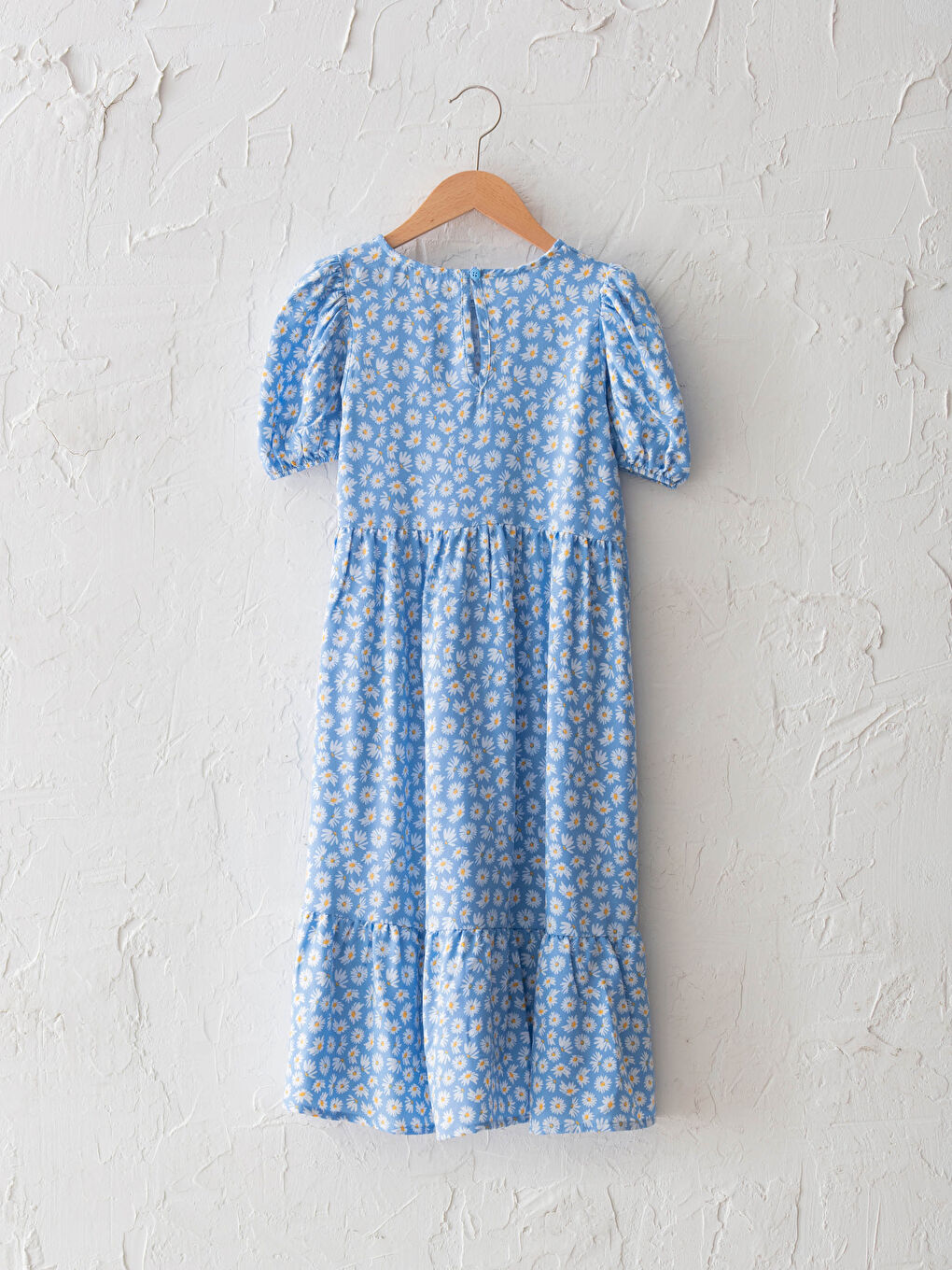 Crew Neck Pattern Short Sleeve Viscose Girl Dress-1