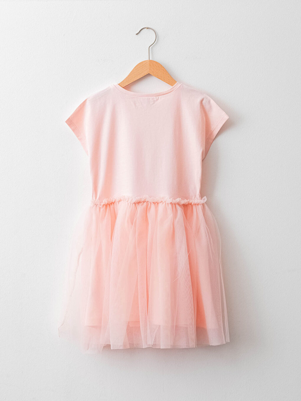 Crew Neck Minnie Mouse Printed Short Sleeve Tulle Girl Dress and Cape-1