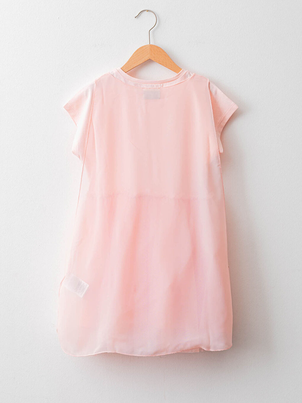 Crew Neck Minnie Mouse Printed Short Sleeve Tulle Girl Dress and Cape-2