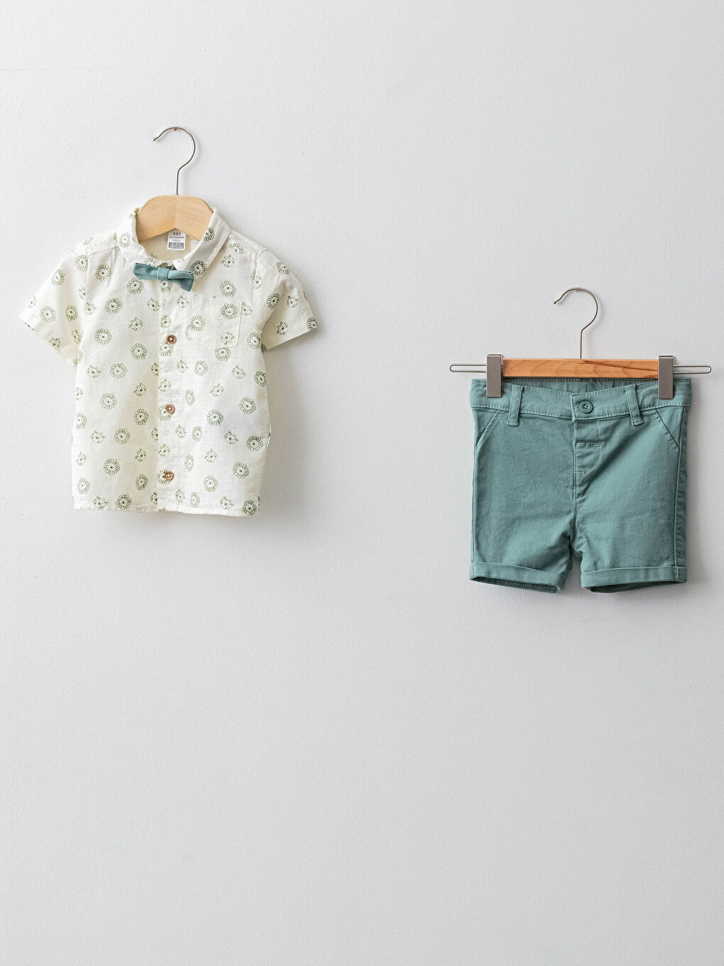 Ensemble Chemise et Short Imprimés à Manches Courtes pour Bébés Garçons à Col