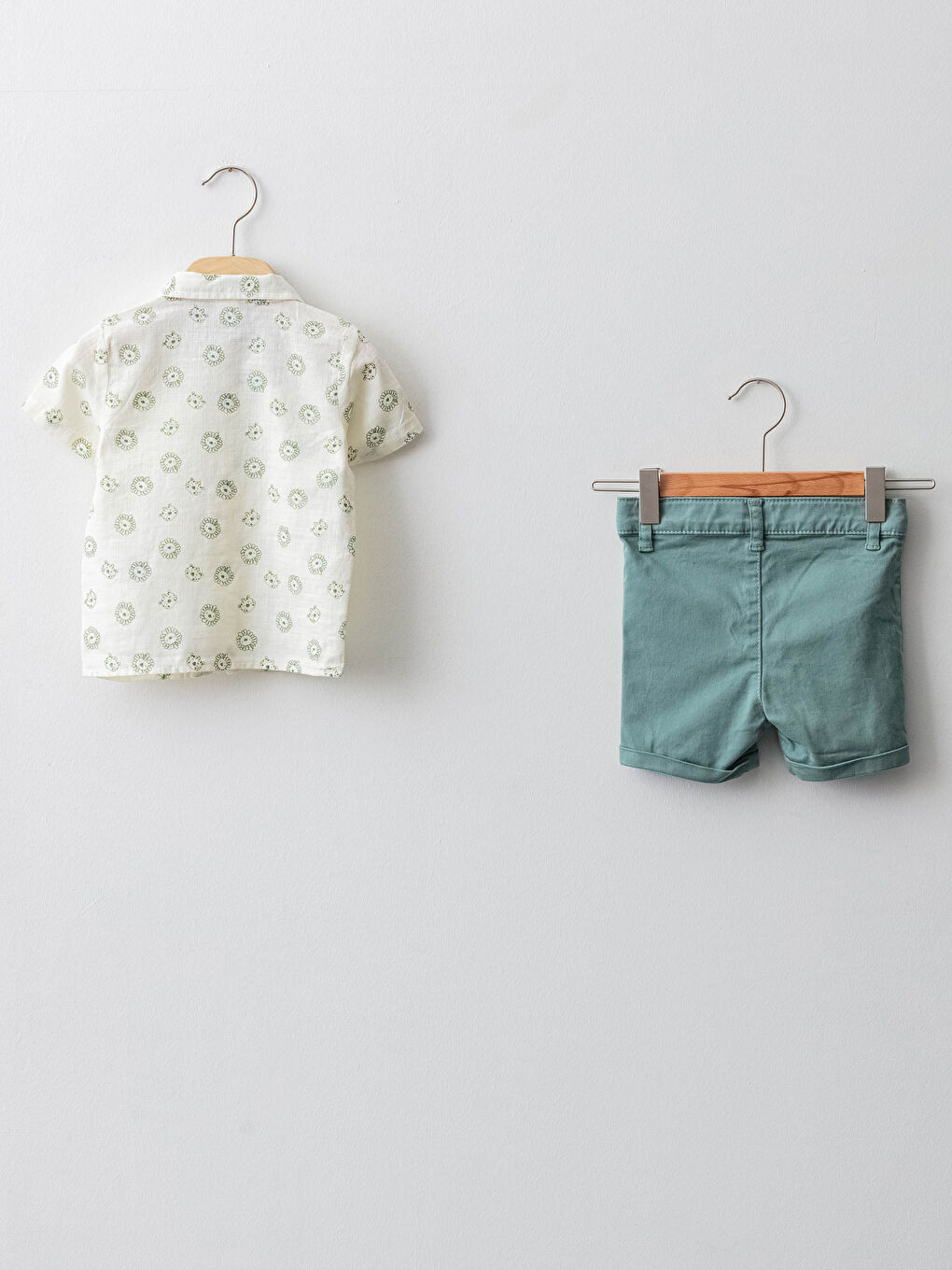 Ensemble Chemise et Short Imprimés à Manches Courtes pour Bébés Garçons à Col-1