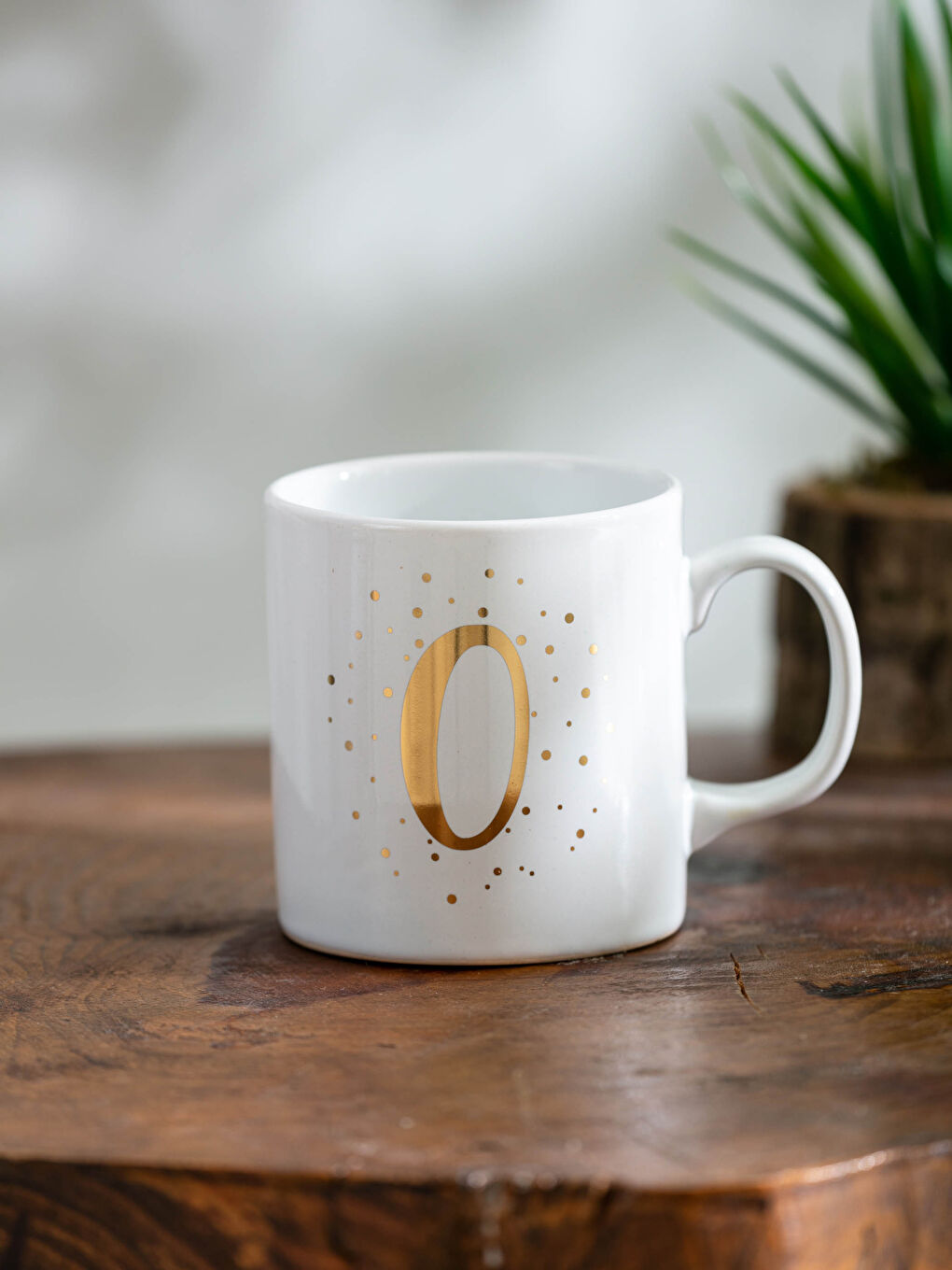 Sarı O Harfi Gold Baskılı Seramik Kupa Bardak