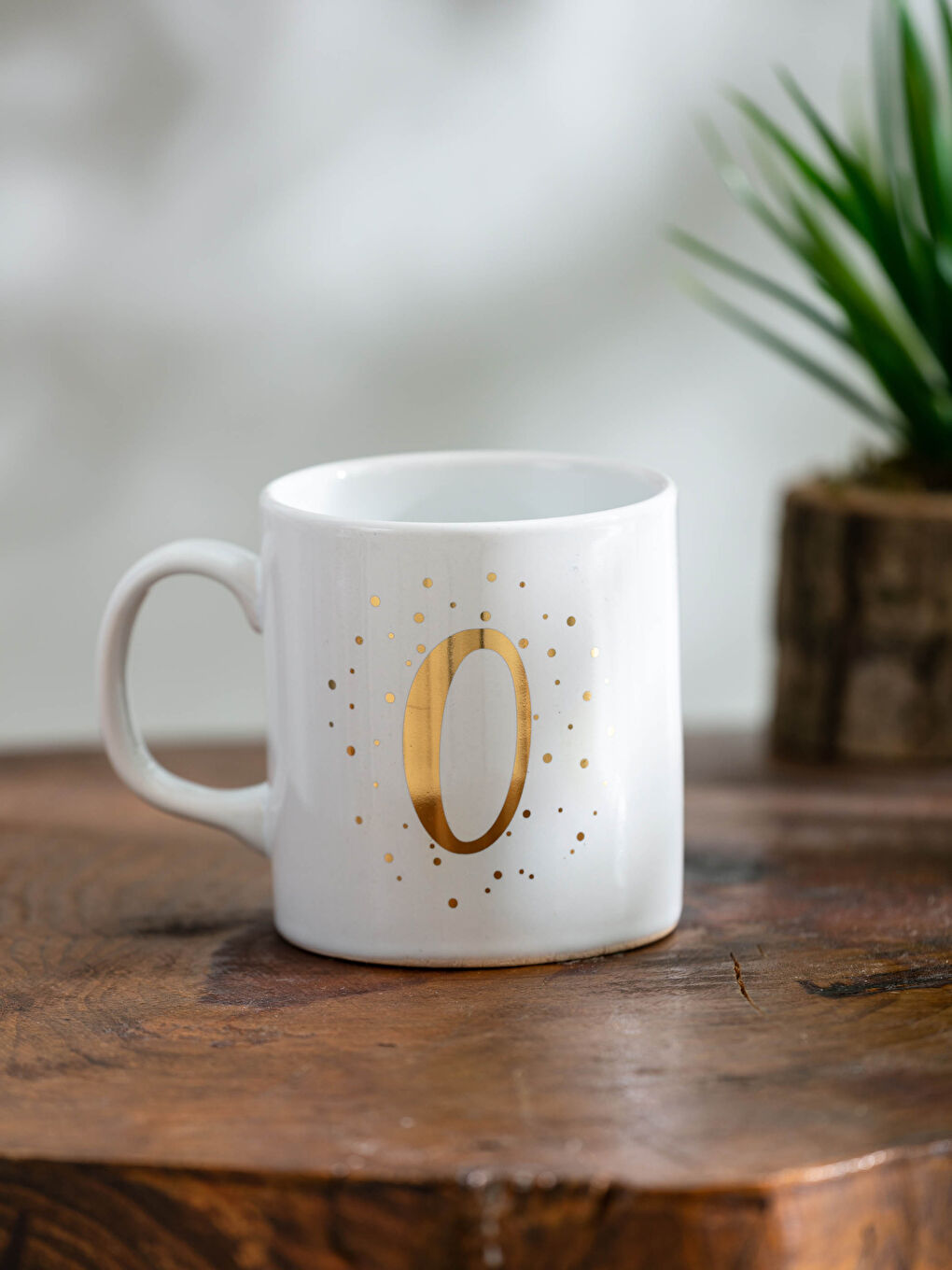 Sarı O Harfi Gold Baskılı Seramik Kupa Bardak-1