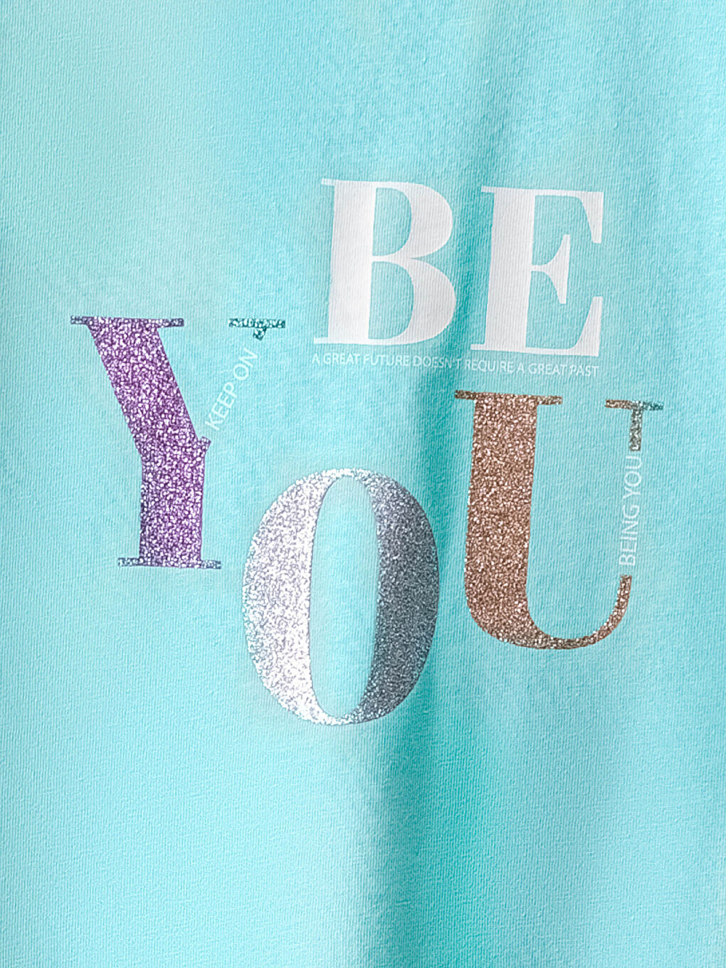 Turkuaz Bisiklet Yaka Baskılı Kısa Kollu Kız Çocuk Tişört-2